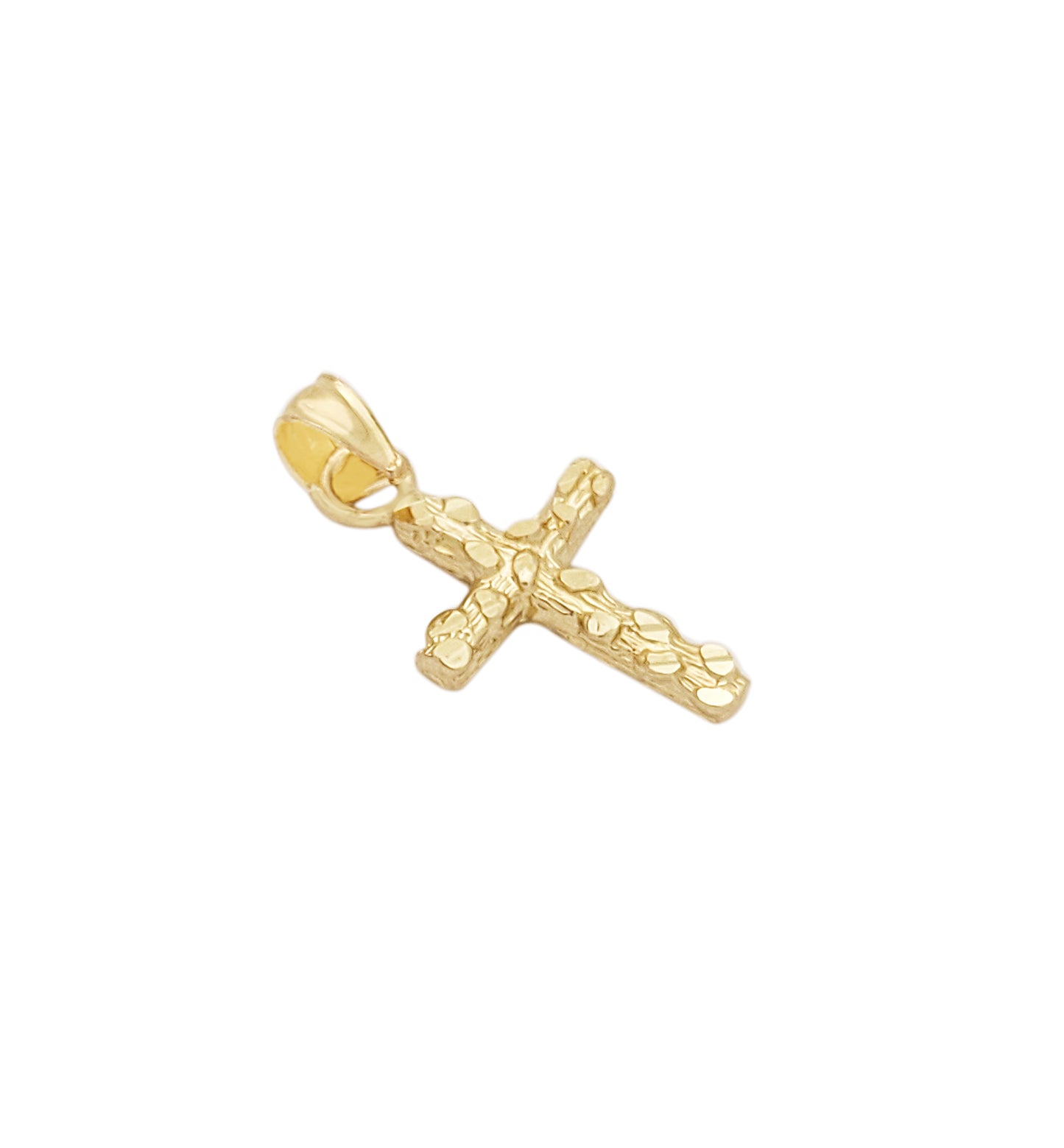 10K Yellow Gold Nugget Cross Pendant Gold Small Cross Charm