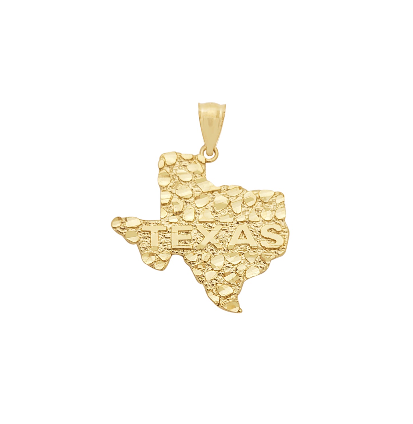 10K Yellow Gold Texas State Map Necklace Pendant Nugget Gold Texas Charm