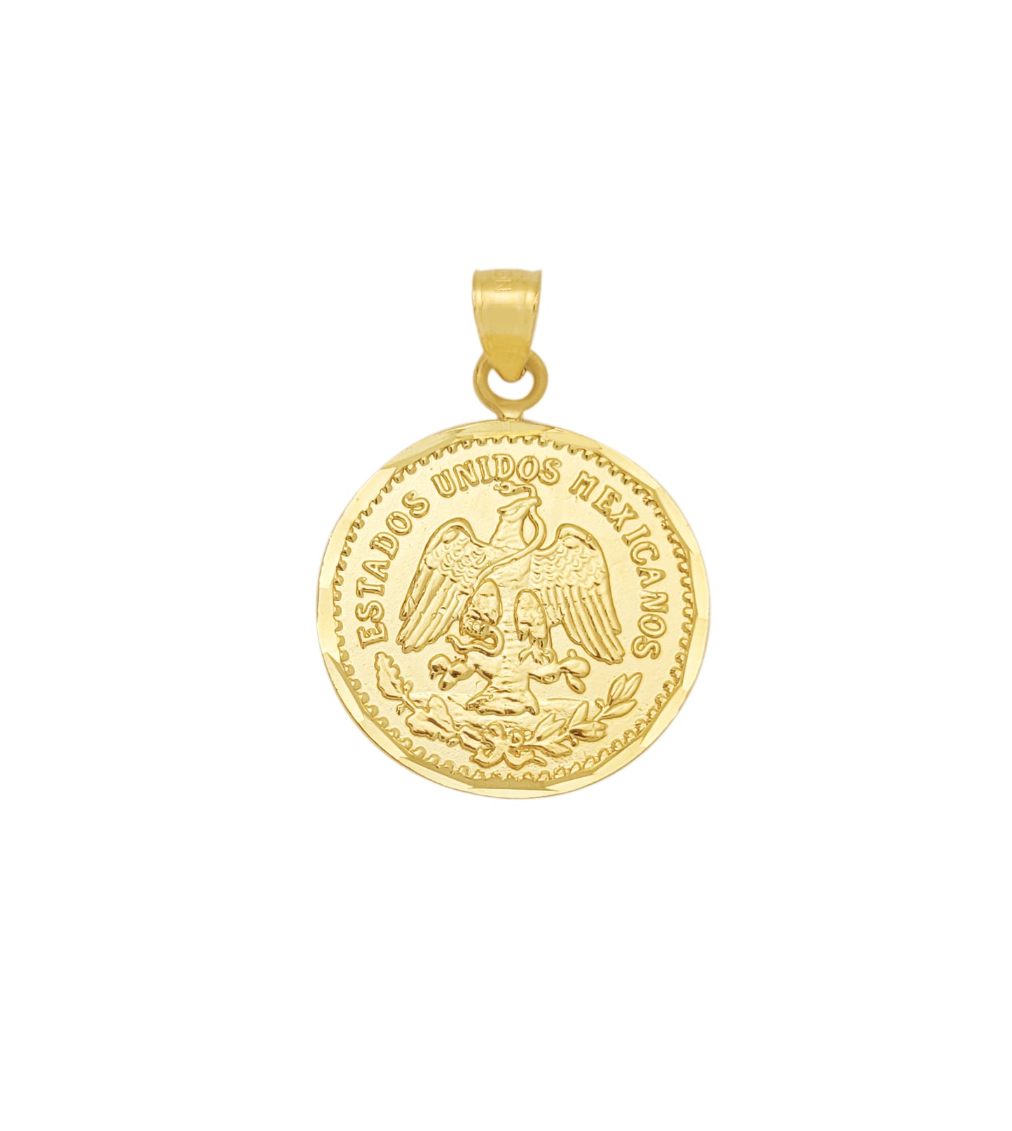 10K Yellow Gold 50 Pesos Coin Pendant 20 mm