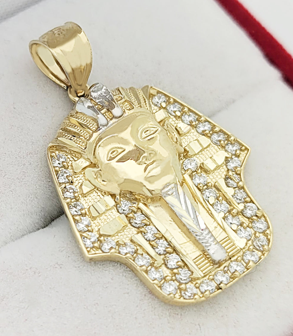 10k Yellow Gold Egyptian Pharaoh Pendant Gold Pharaoh Head Charm