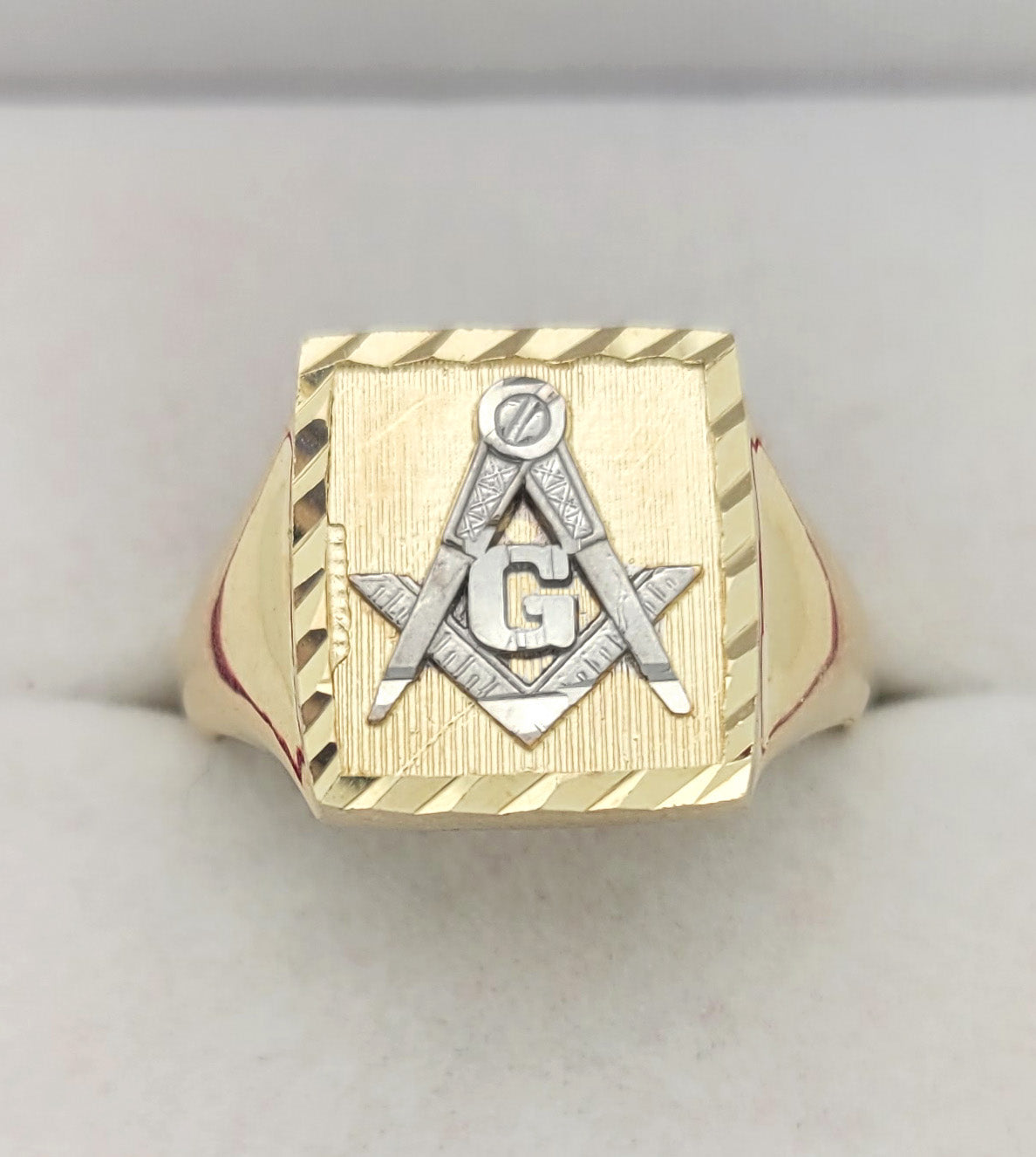 Men's 10K Yellow Gold Masonic Ring Freemason Ring