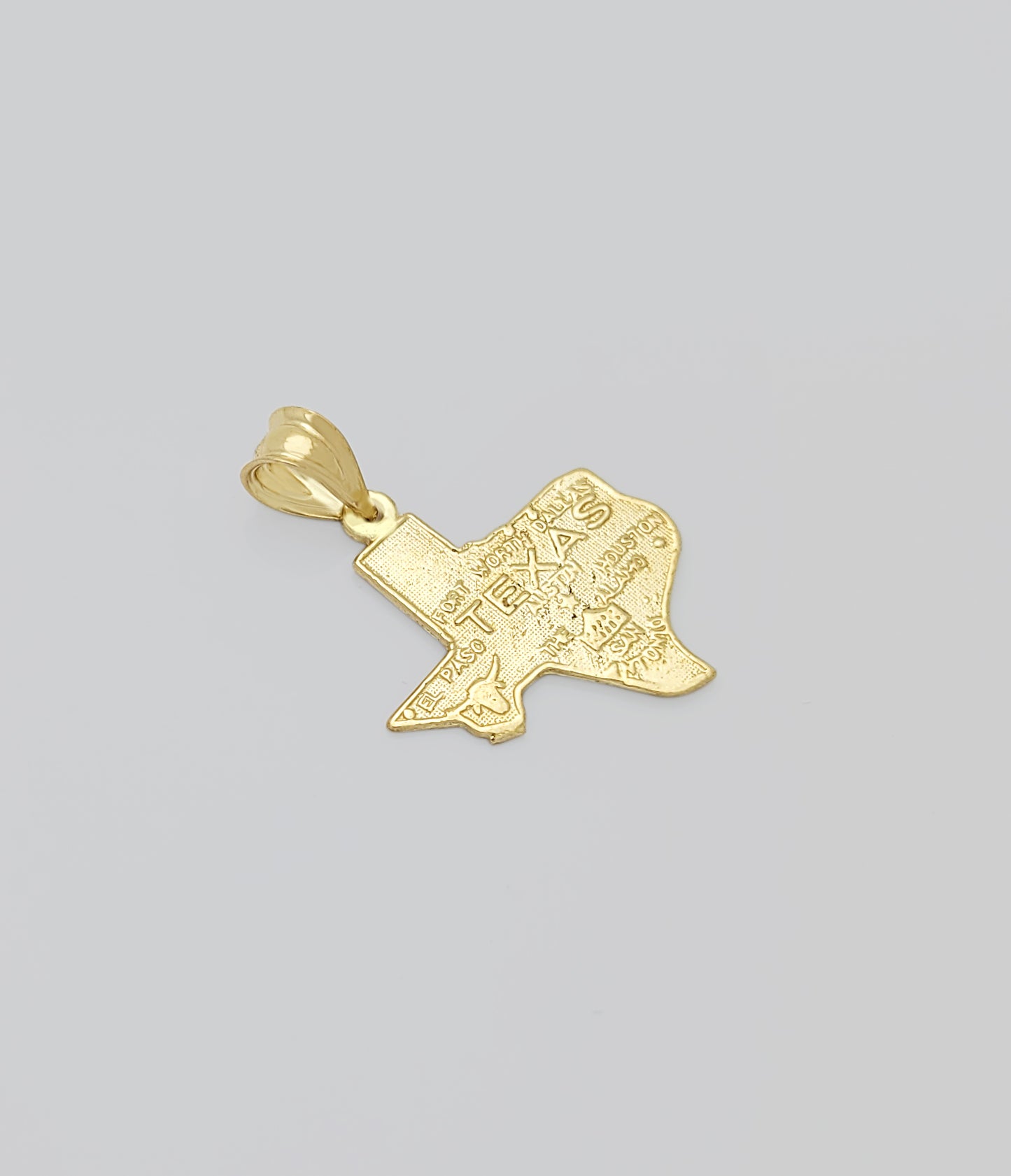 10K Yellow Gold Texas State Map Pendant Cities of Texas Map Charm