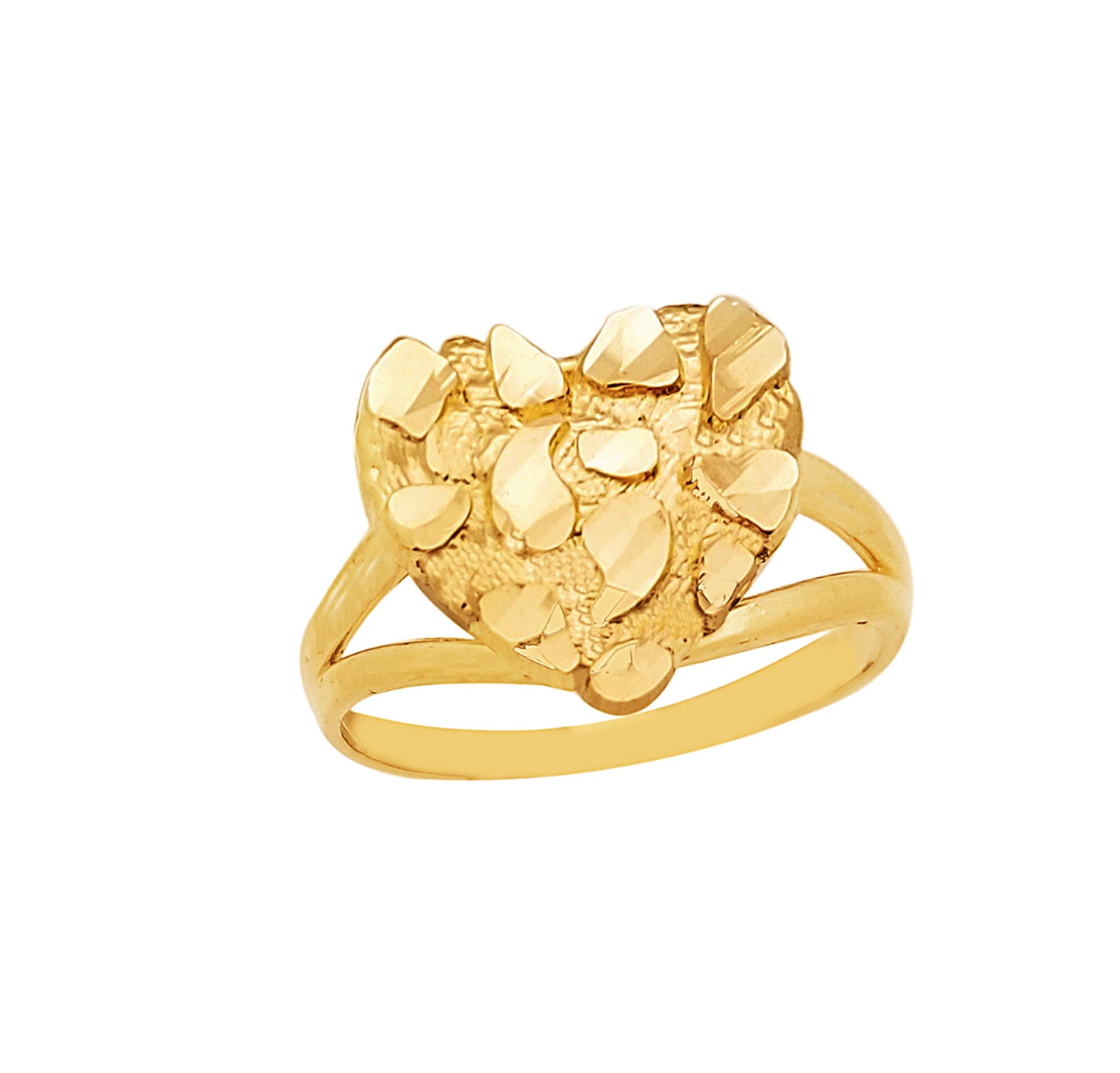 10k Gold Solid Nugget Ring Gold Heart Ring Large