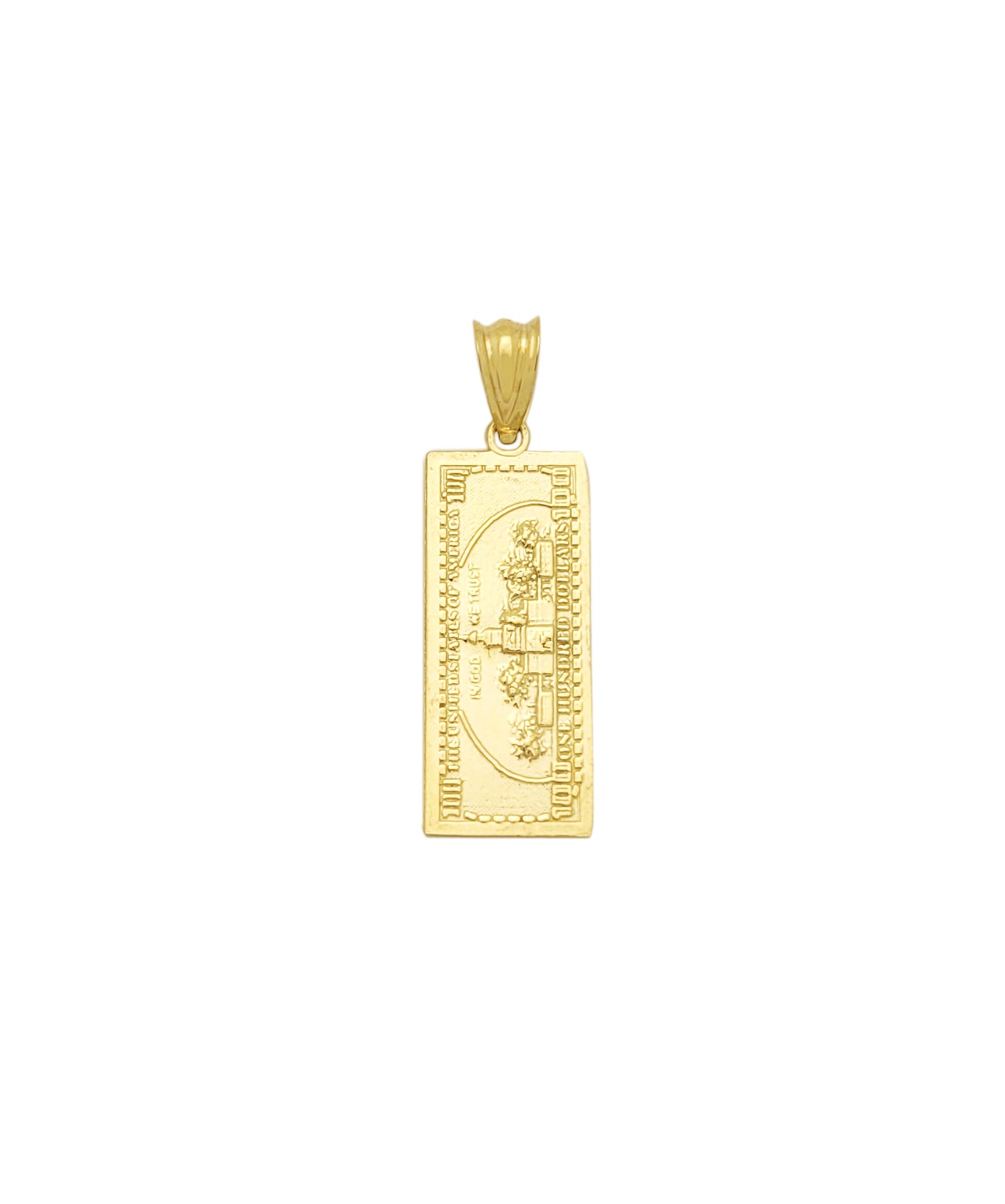 10K Yellow Gold $100 Bill Pendant Charm – Benjamin Franklin Money Pendant for Women