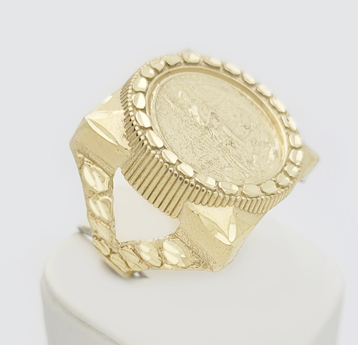 10K Yellow Gold Liberty Coin Ring For Men St. Gaudens Double Eagle Liberty Coin Square Ring