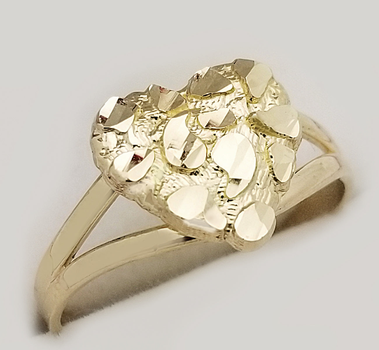 10k Gold Solid Nugget Ring Gold Heart Ring Large