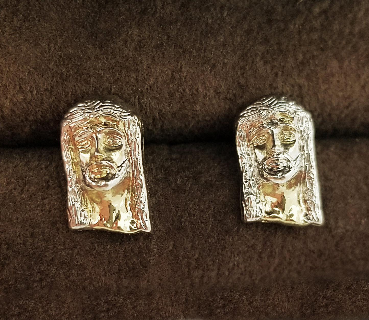 10K Yellow Gold Jesus Face Earrings Jesus Head Earrings