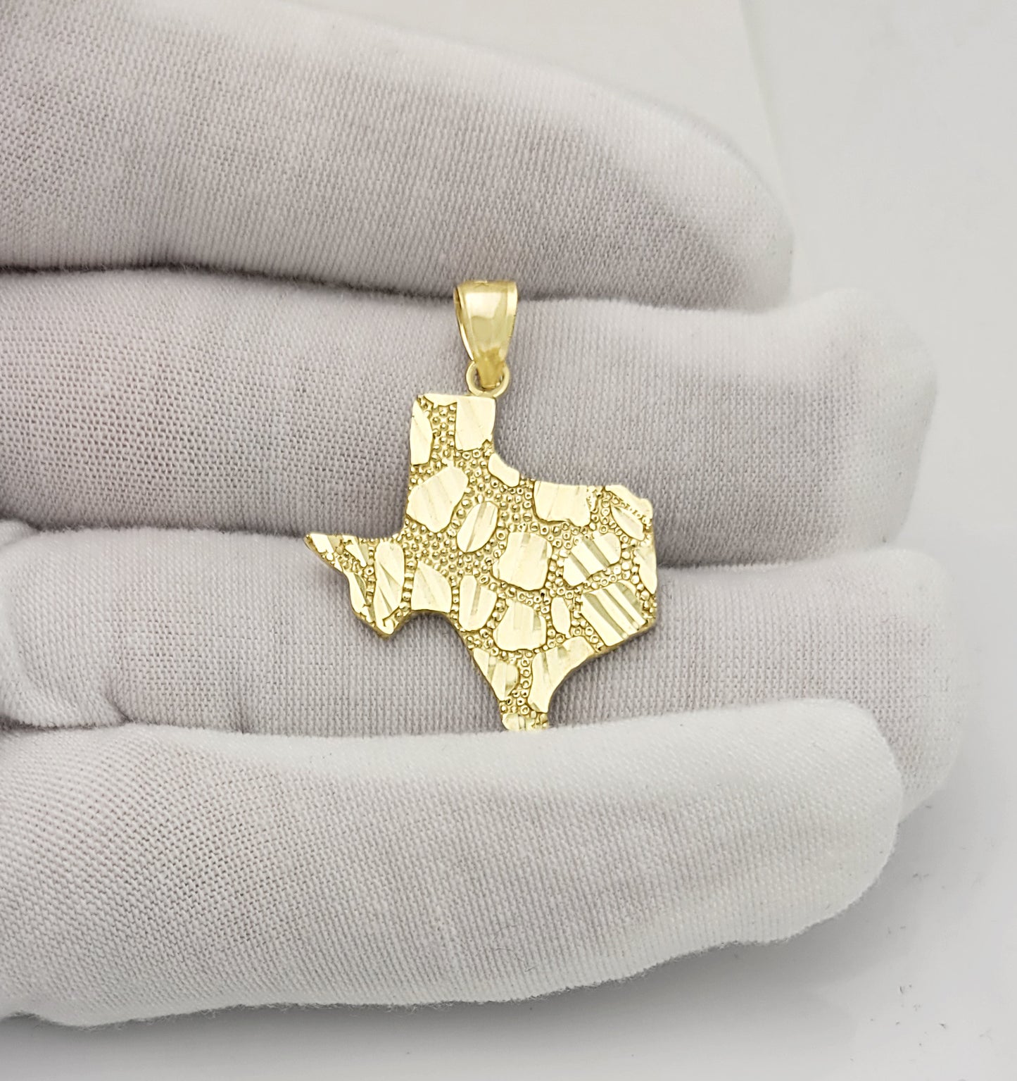 10K Yellow Gold Texas State Map Nugget Gold Pendant