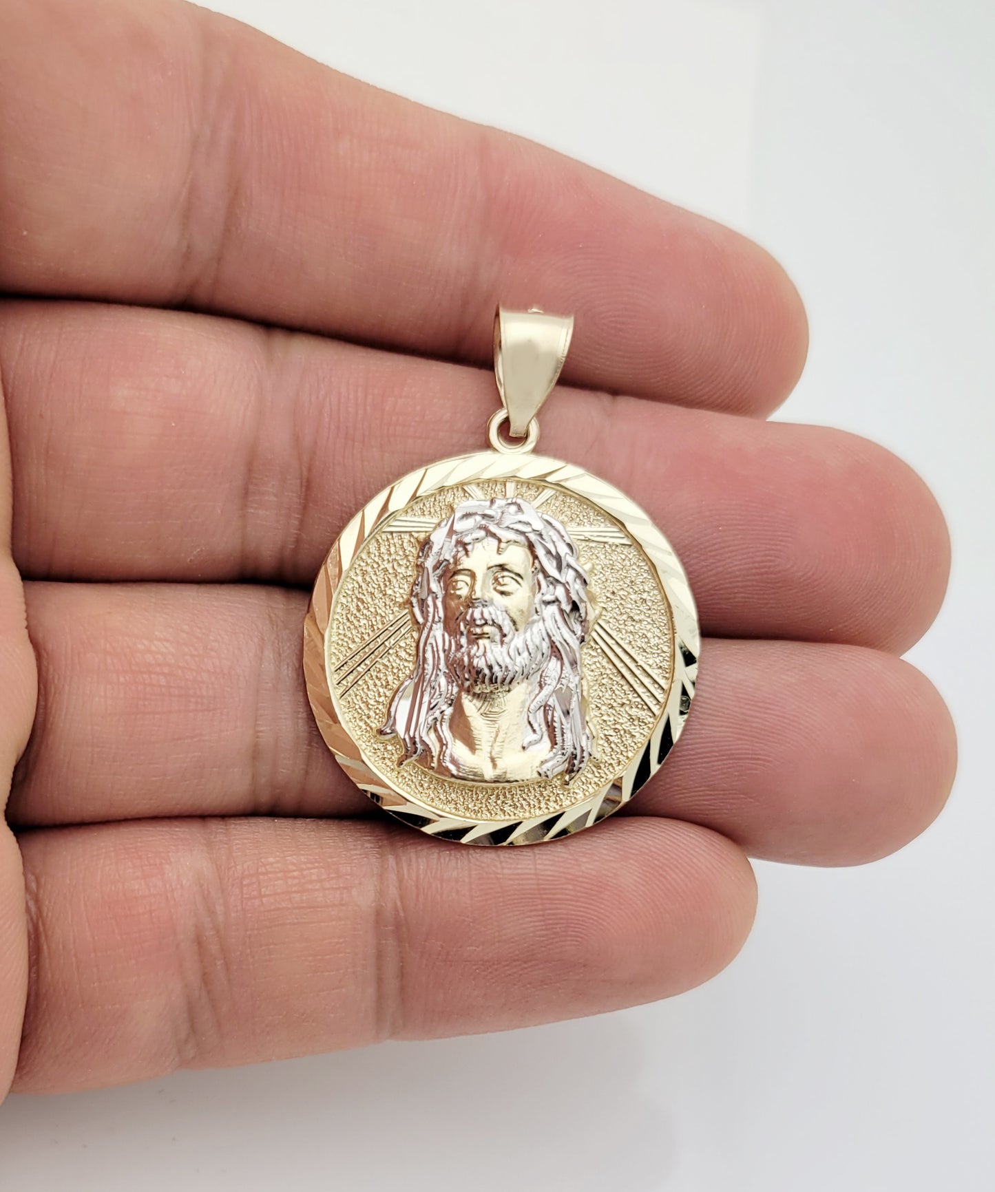 Men's 10k Yellow Gold Jesus Face Medallion Jesus Charm Pendant