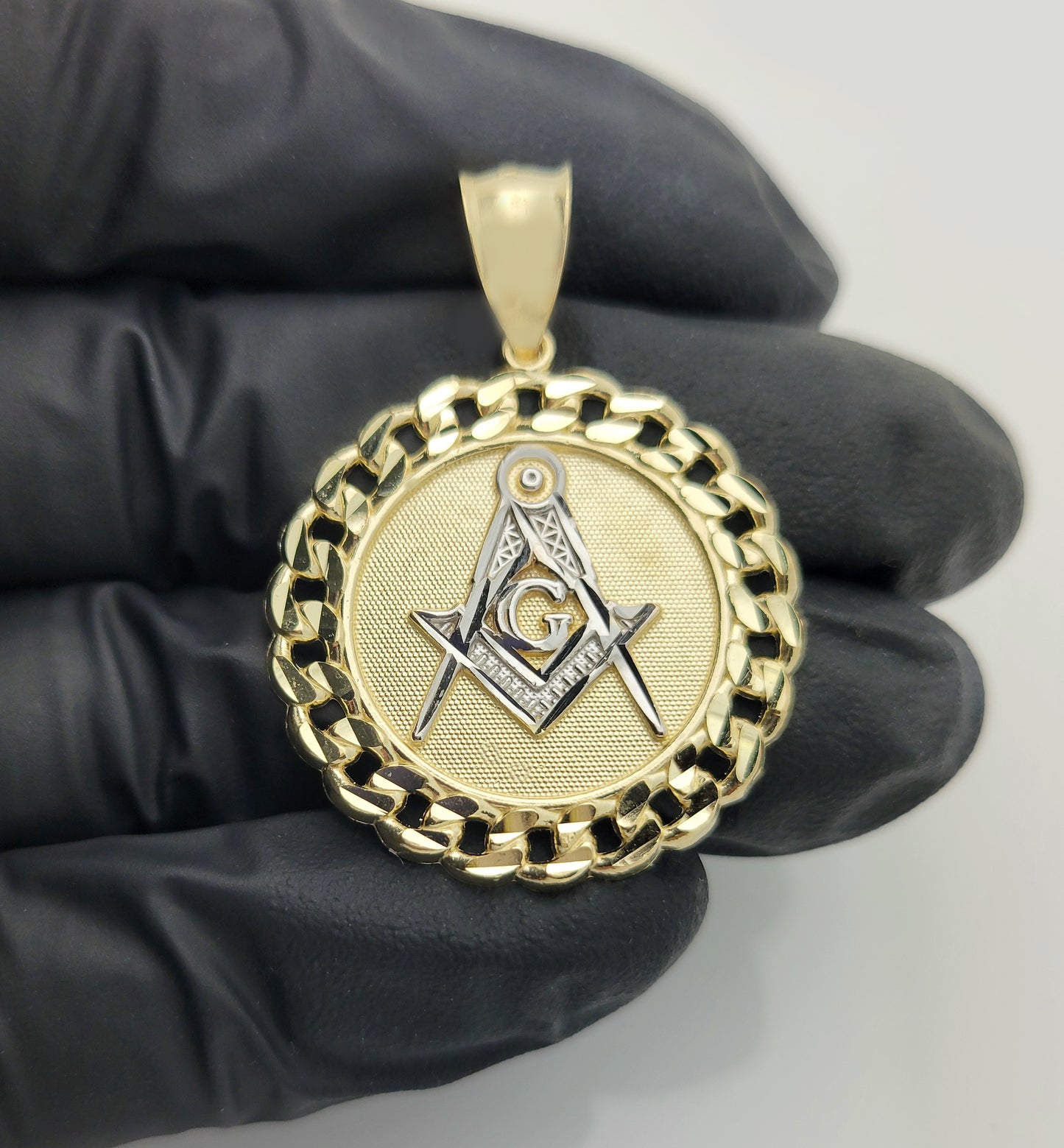 10K Yellow Solid Gold Masonic Pendant Freemason Necklace Pendant Masonic Medallion