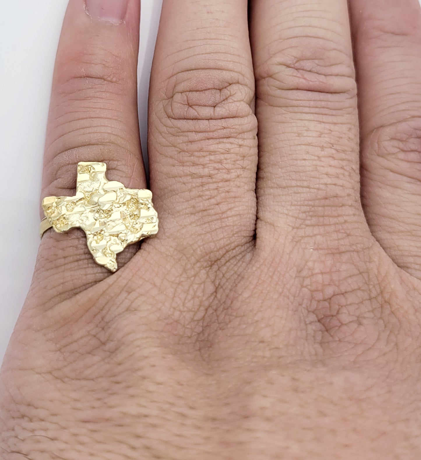 10K Yellow Gold Nugget Texas State Ring Pinky Ring Size 8