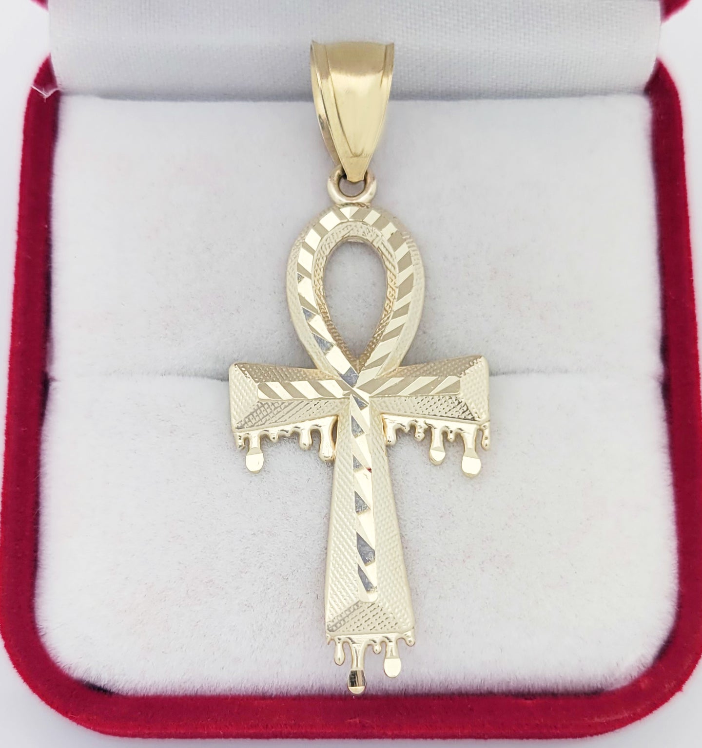 Egyptian Ankh Cross Pendant 10k Yellow Gold Cross Charm Pendant