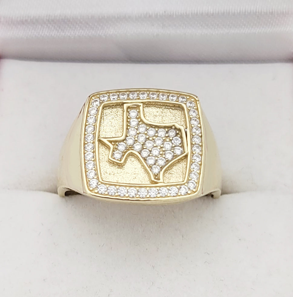 STUNU 10K Yellow Gold Texas Ring CZ Ring Size 11.5