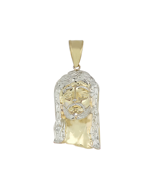 10k Yellow Gold Jesus Face Pendant Jesus Head Charm 2 inch