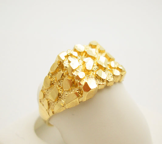 Men's 10K Gold Nugget Ring Head Size 0.5 in x 0.5 in