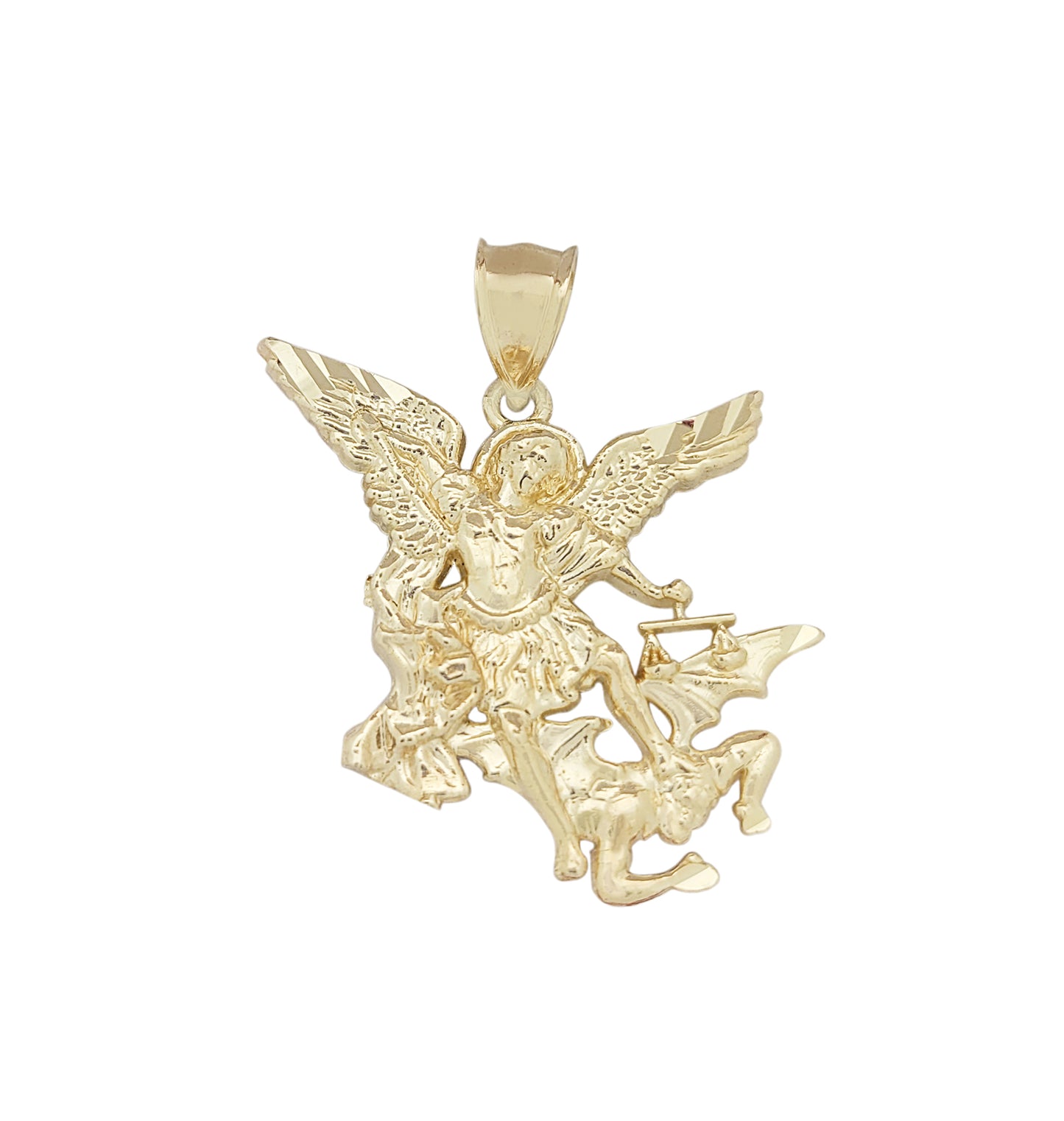 10K Yellow Gold Saint Michael The Archangel Pendant Charm 3.8 g