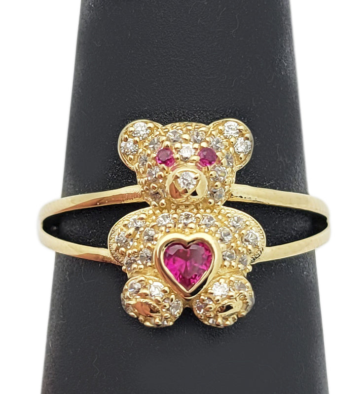 10K Yellow Gold Bear Ring Baby Bear Ring