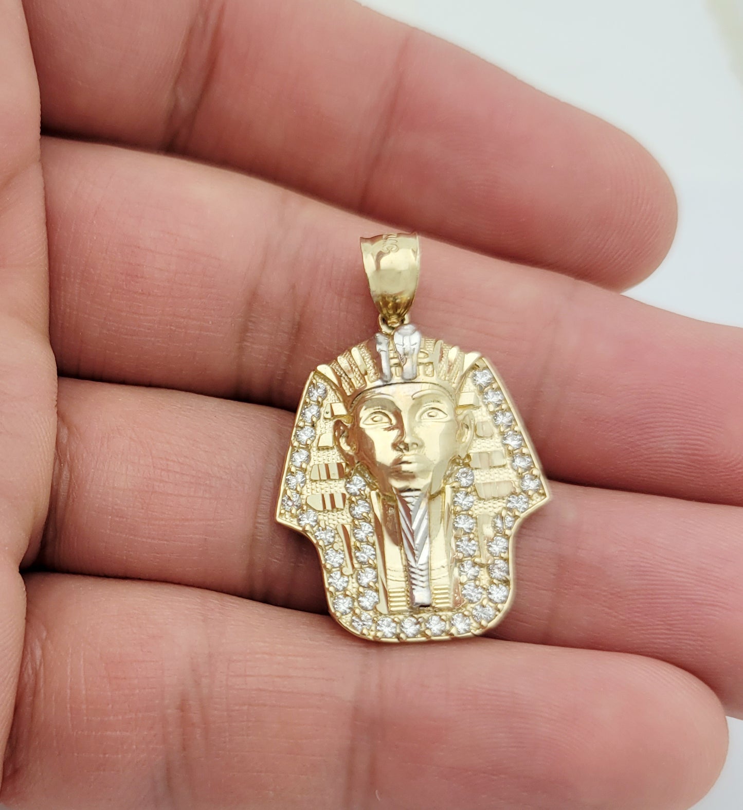 10k Yellow Gold Egyptian Pharaoh Pendant Gold Pharaoh Head Charm