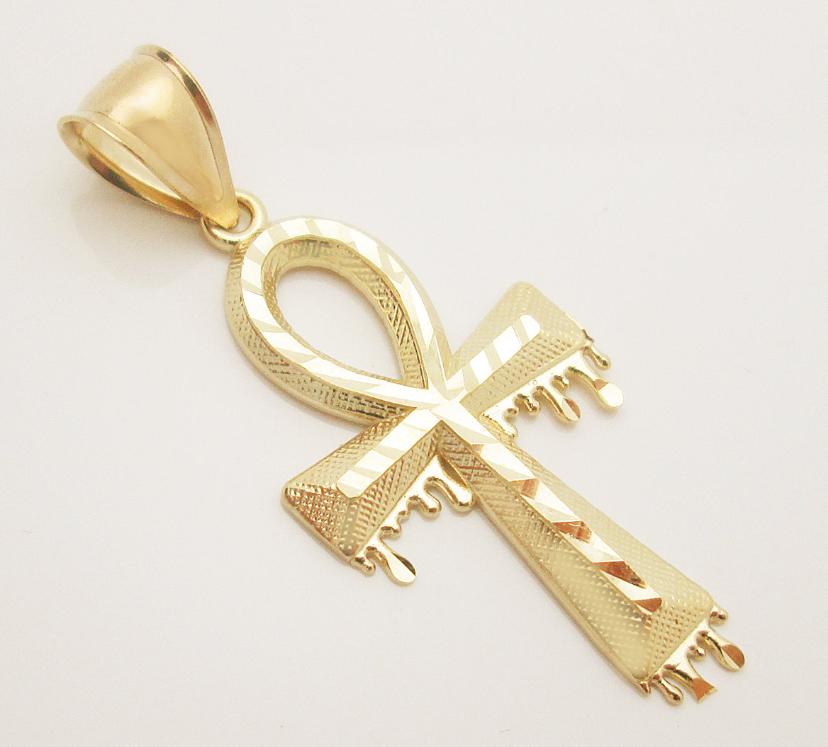 Egyptian Ankh Cross Pendant 10k Yellow Gold Cross Charm Pendant