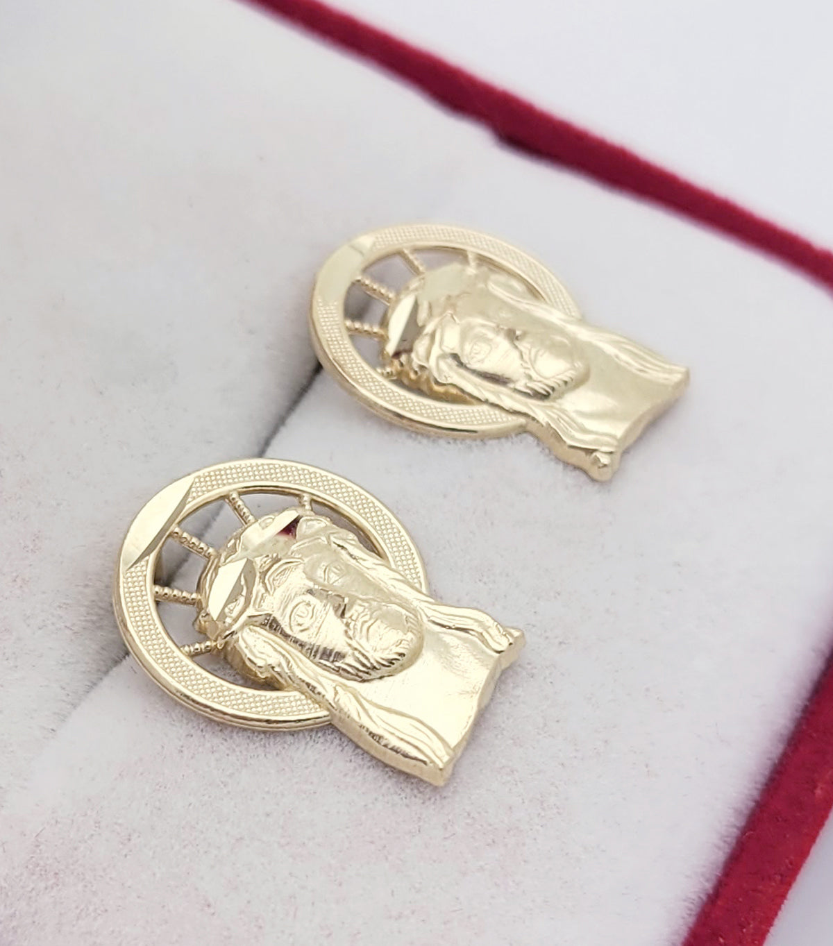 Men's Yellow Gold Jesus Earrings 10K Yellow Gold Jesus Face Earrings