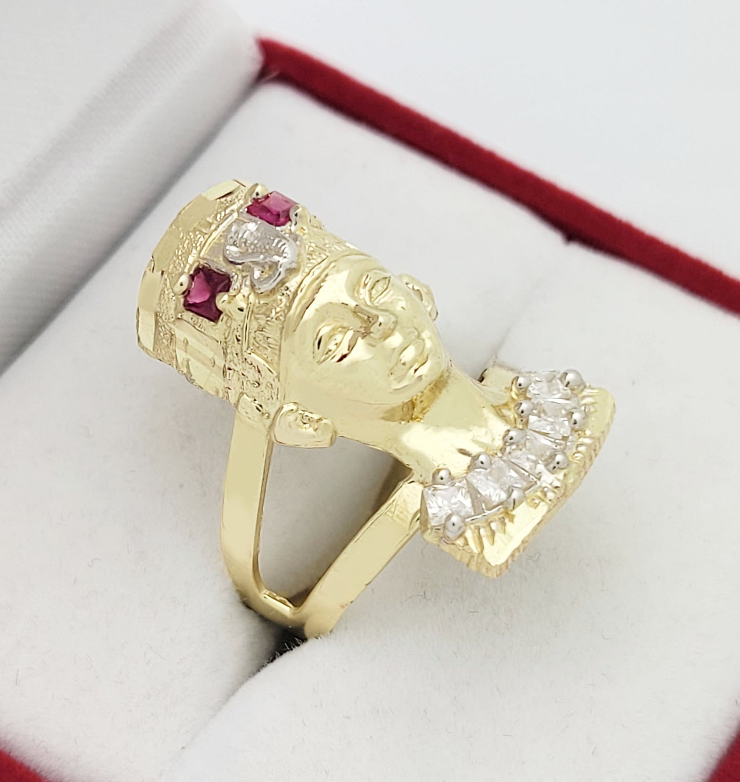 10K Yellow Gold Nefertiti Ring For Women Egyptian Queen Ring