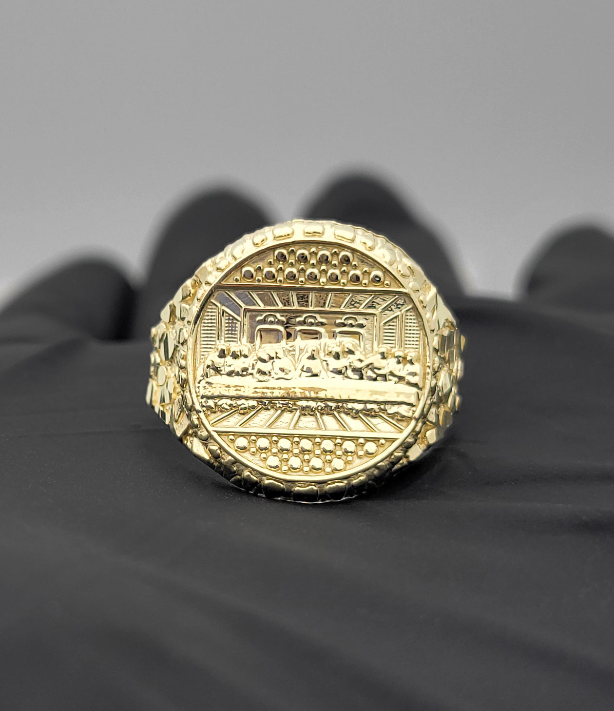 10K Yellow Gold Last Supper Ring For Men Size 11.5