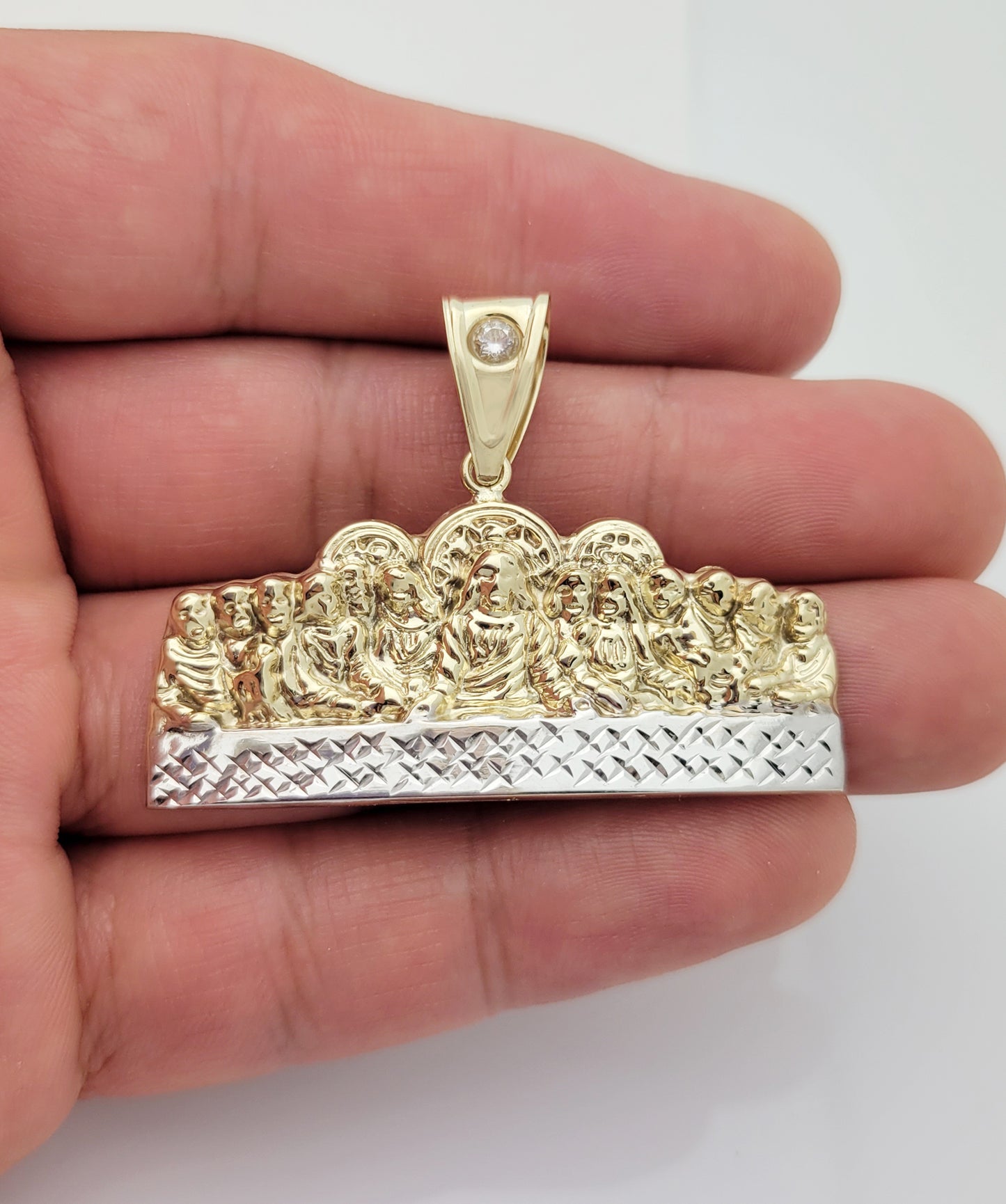 10K Gold Last Supper Pendant Charm Last Supper 1.8 inch width