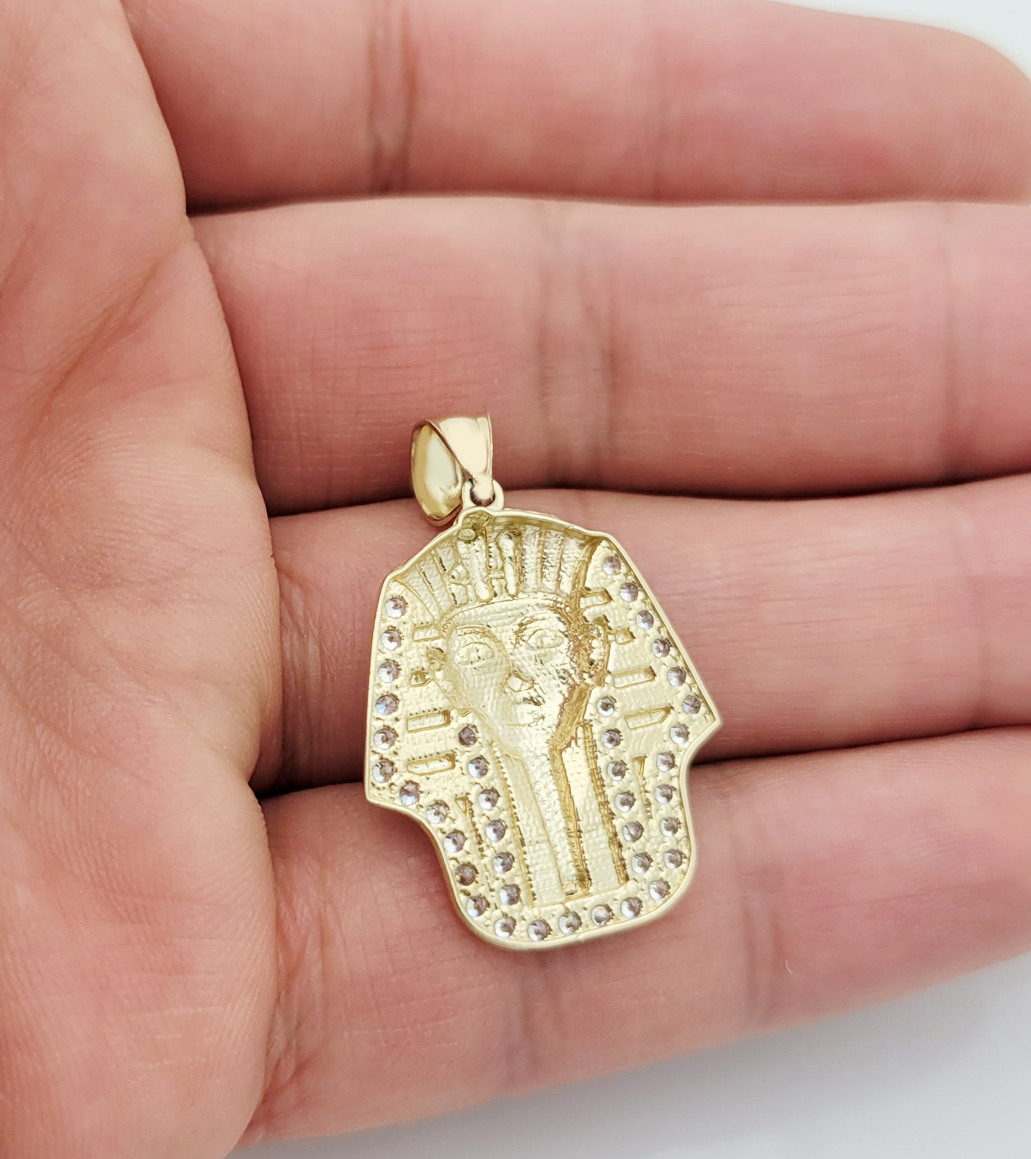 10k Yellow Gold Egyptian Pharaoh Pendant Gold Pharaoh Head Charm