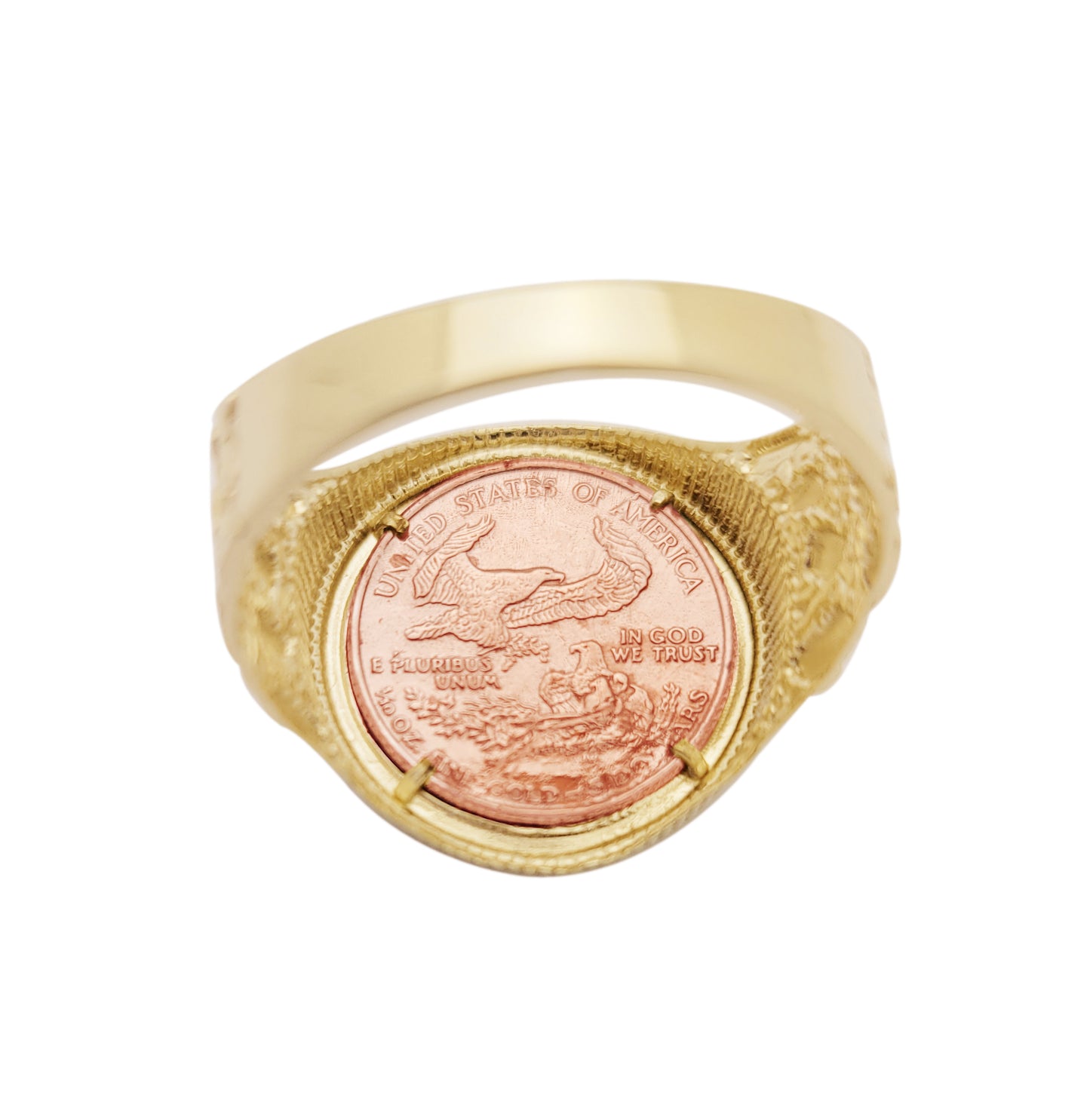 10K Yellow & Rose Gold Liberty Coin Ring St. Gaudens Double Eagle Liberty Coin Gold Ring