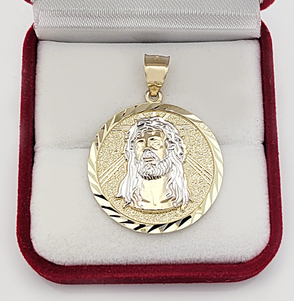 Men's 10k Yellow Gold Jesus Face Medallion Jesus Charm Pendant