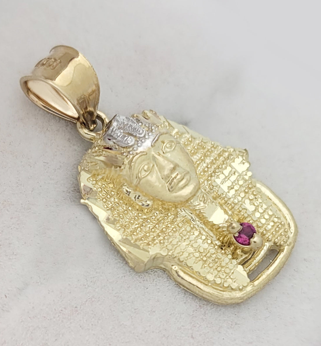 10k Yellow Gold Egyptian Pharaoh Pendant Gold Pharaoh Head Charm For Necklace