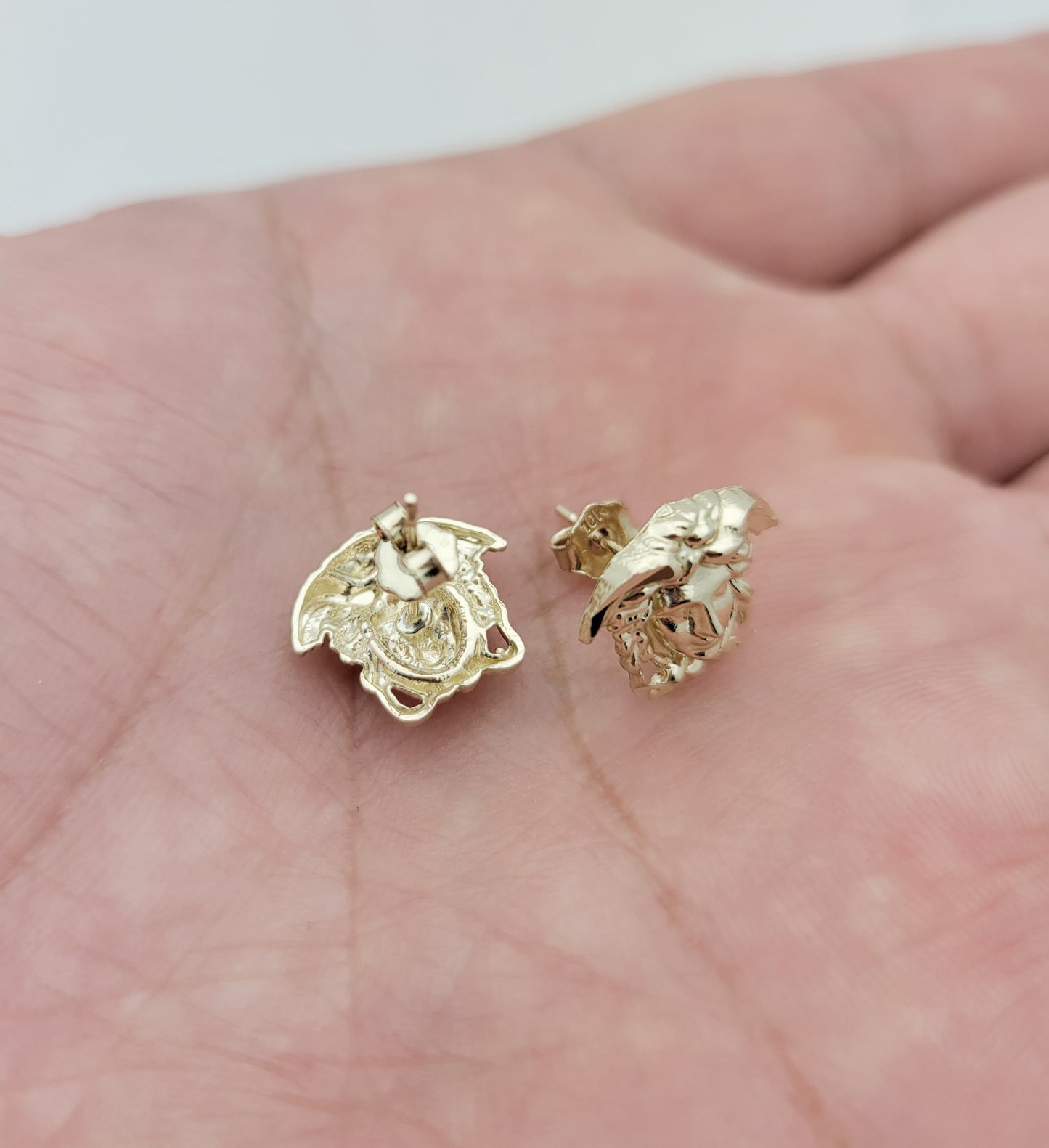 10K Yellow Gold Medusa Earrings