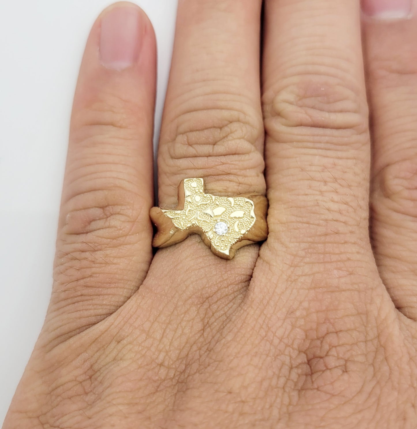 10K Yellow Gold Texas Ring For Men Texas Map Ring Gold CZ