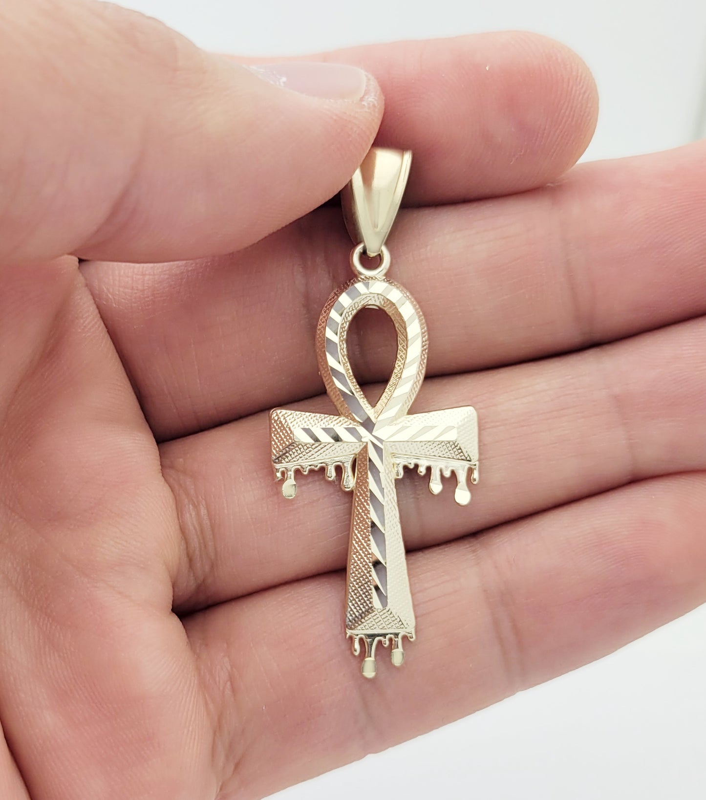 Egyptian Ankh Cross Pendant 10k Yellow Gold Cross Charm Pendant