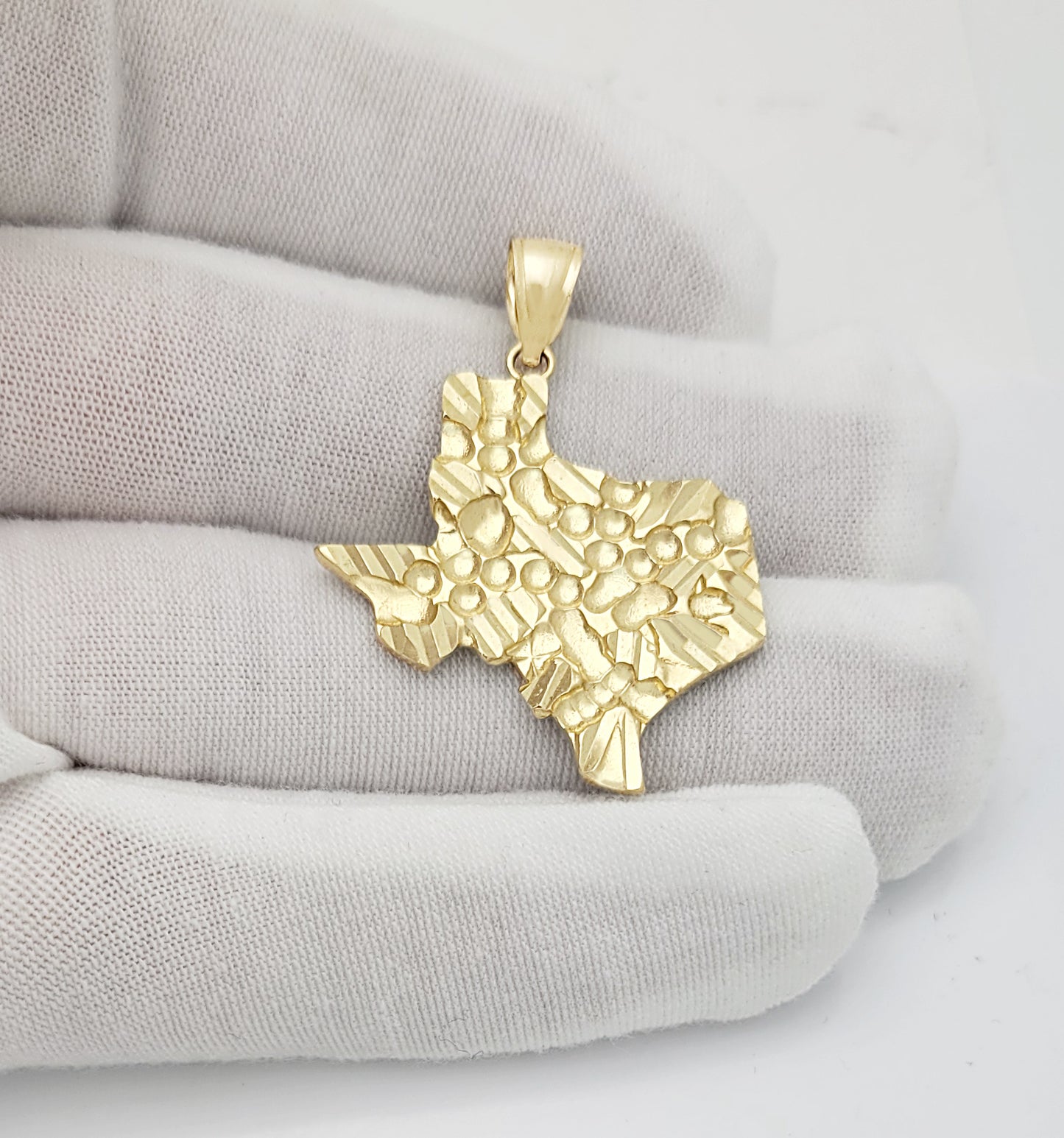 10K Yellow Gold Texas State Map Necklace Pendant Solid Nugget Gold Texas Charm