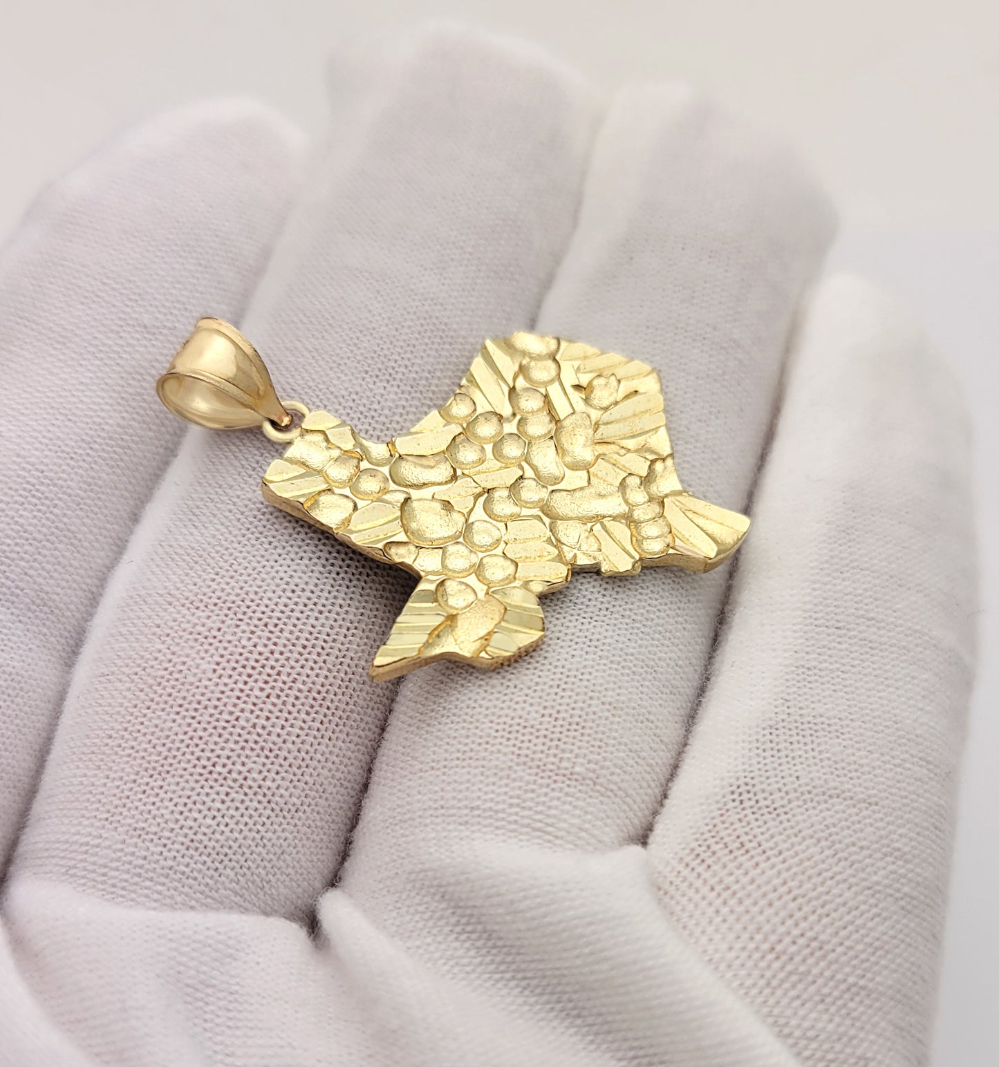 10K Yellow Gold Texas State Map Necklace Pendant Solid Nugget Gold Texas Charm