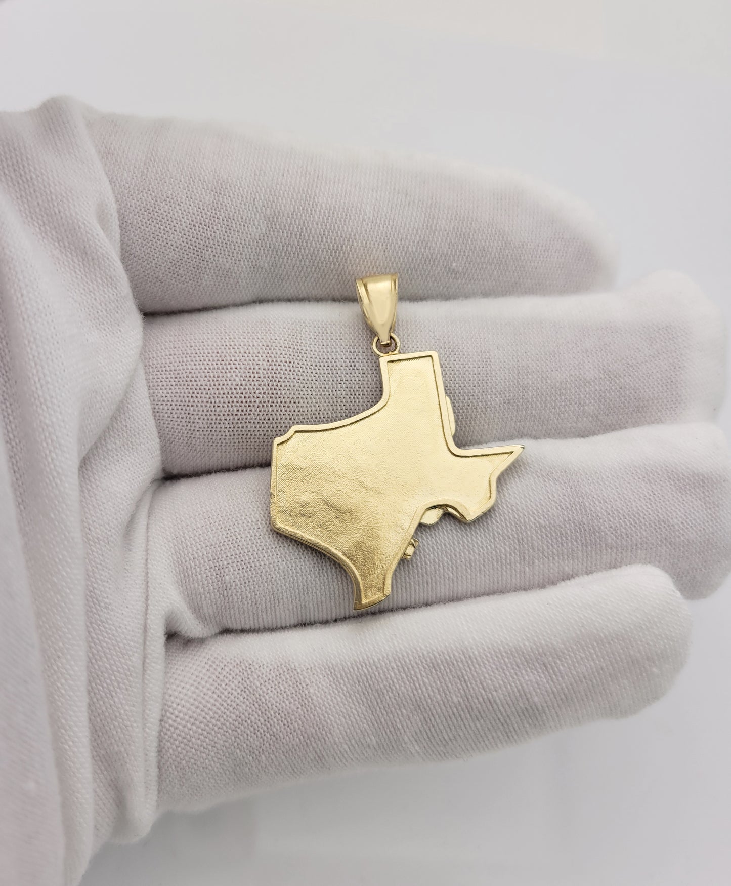 10K Yellow Gold Texas State Map Necklace Pendant Solid Nugget Gold Texas Charm