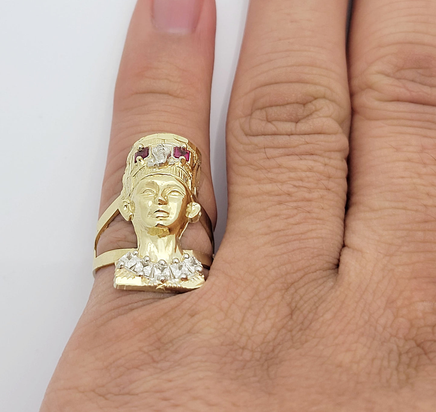 10K Yellow Gold Nefertiti Ring For Women Egyptian Queen Ring