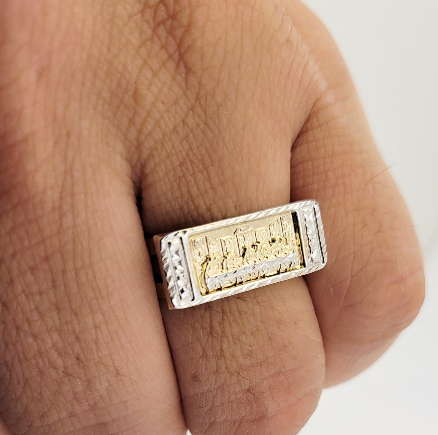 Men's 10K Yellow Gold Last Supper Thin Ring