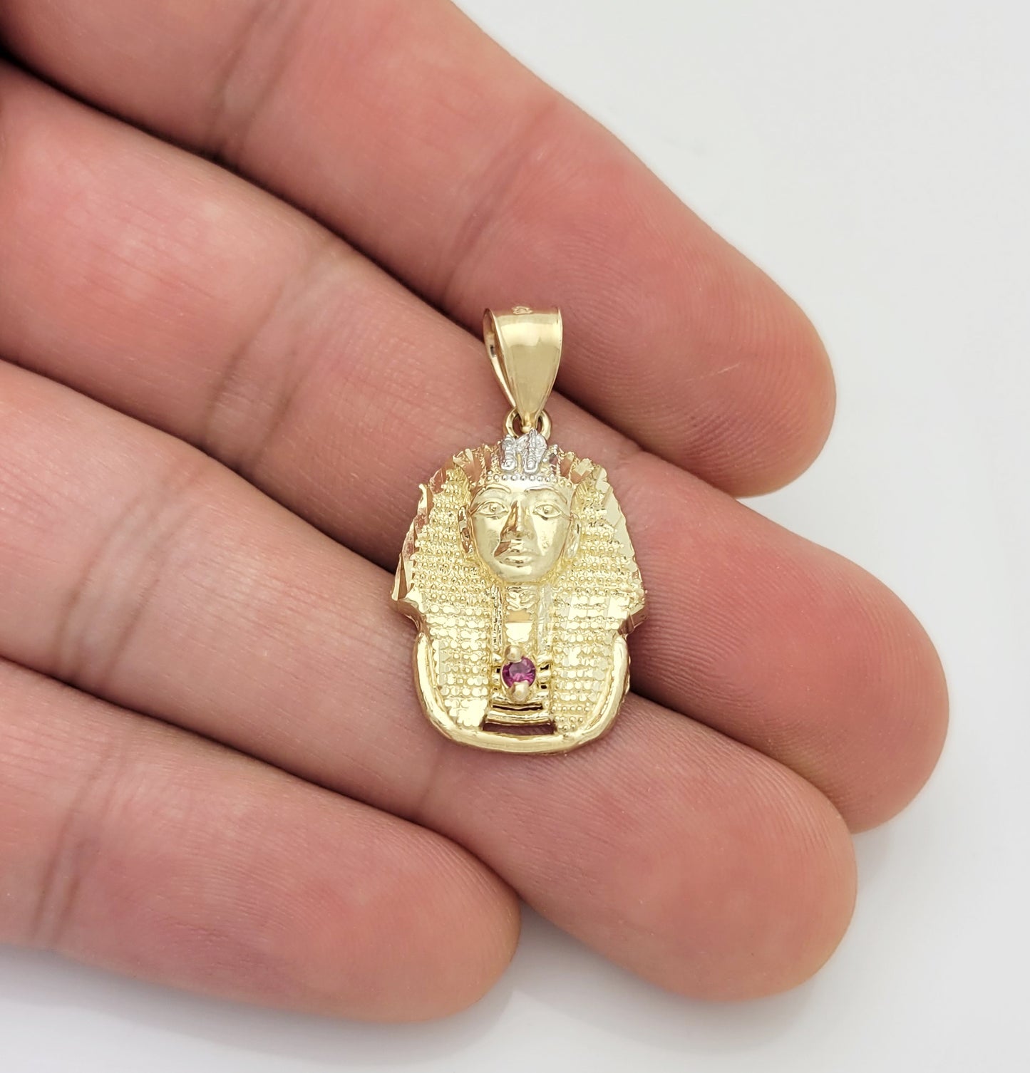 10k Yellow Gold Egyptian Pharaoh Pendant Gold Pharaoh Head Charm For Necklace