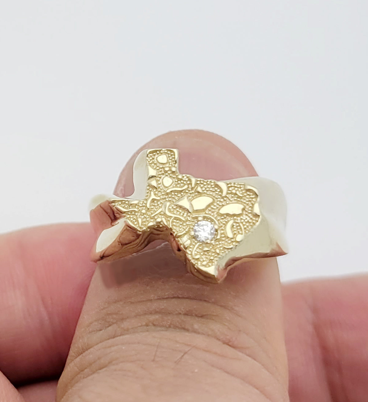 10K Yellow Gold Texas Ring For Men Texas Map Ring Gold CZ