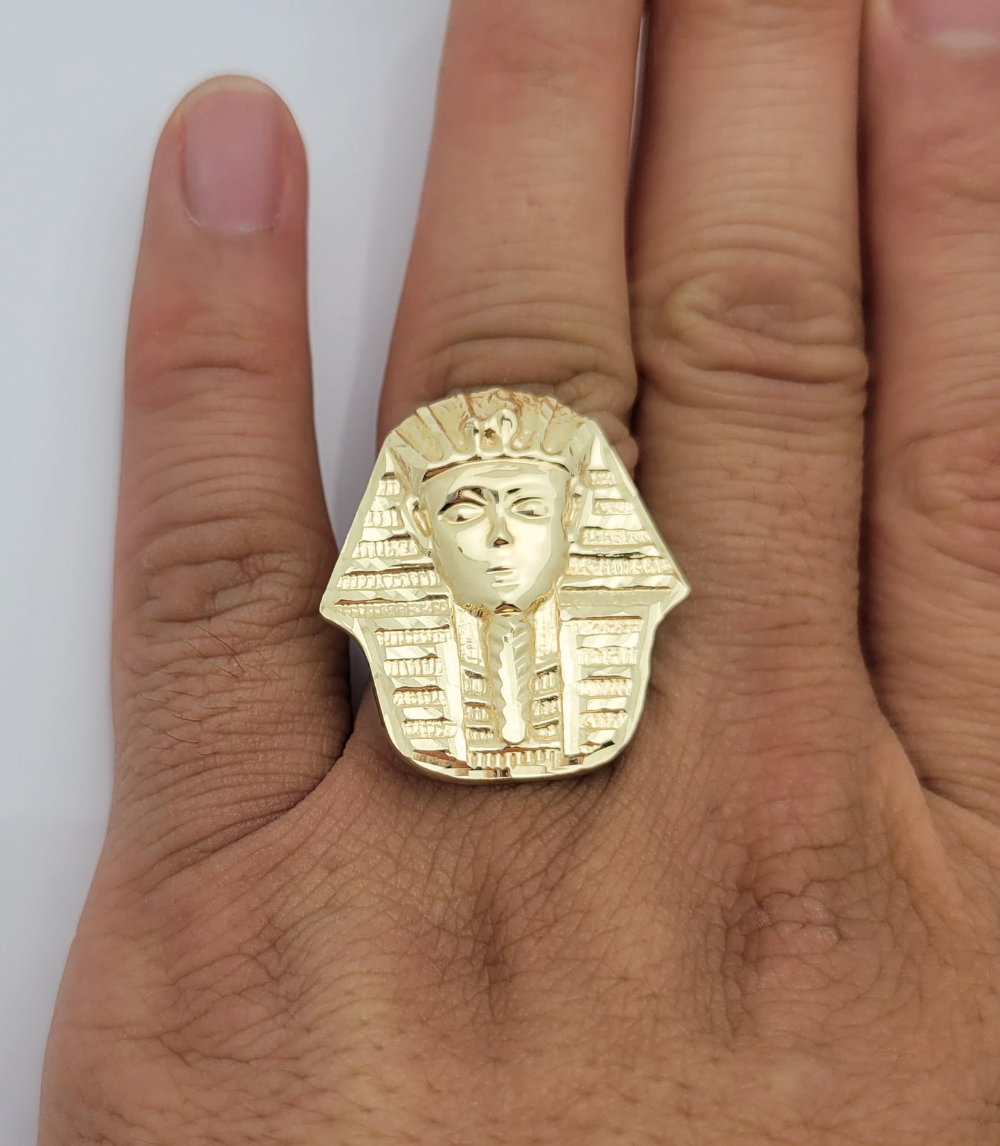 10K Yellow Gold Men's Pharaoh Ring Egyption Ring