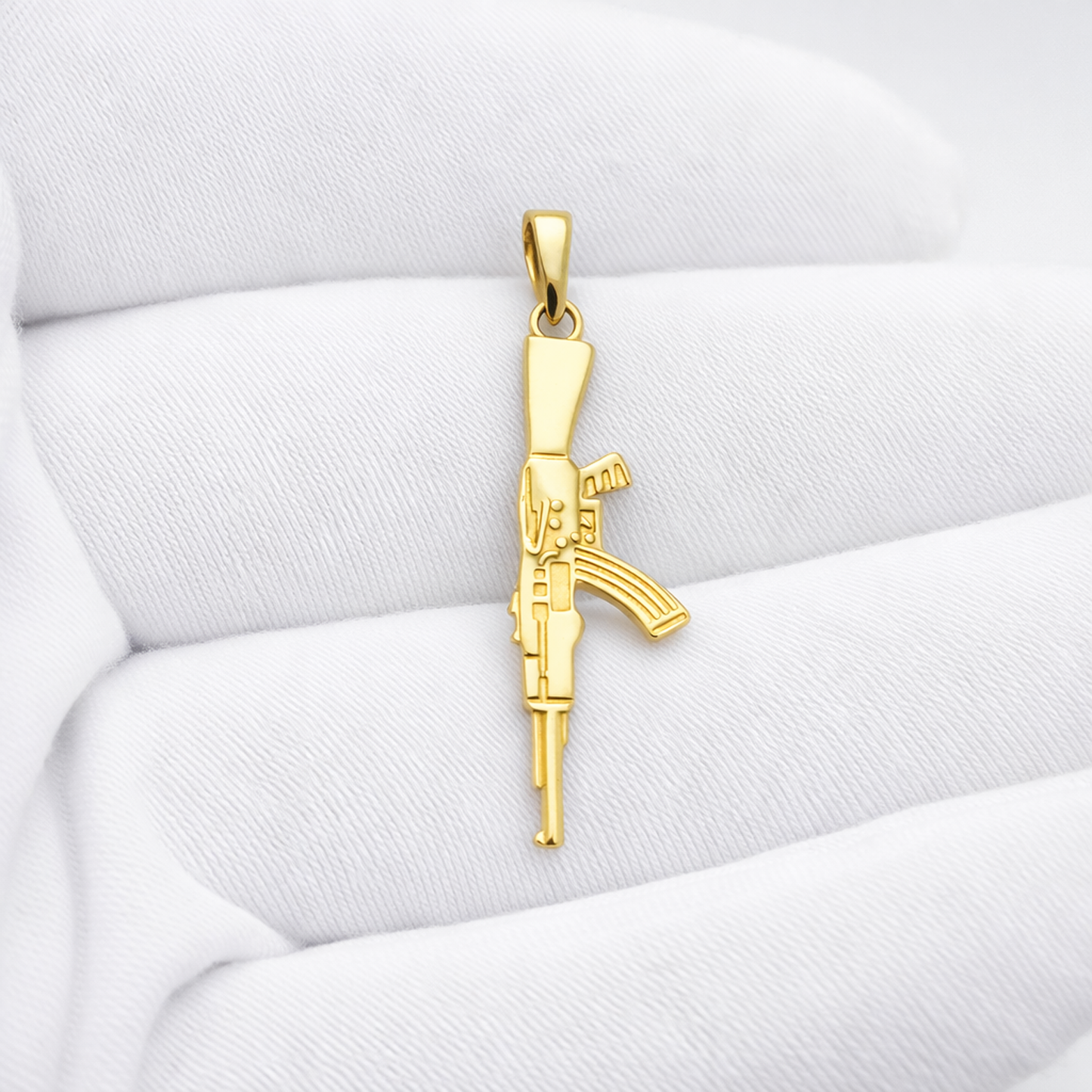 10K Solid Gold AK Rifle Pendant Charm