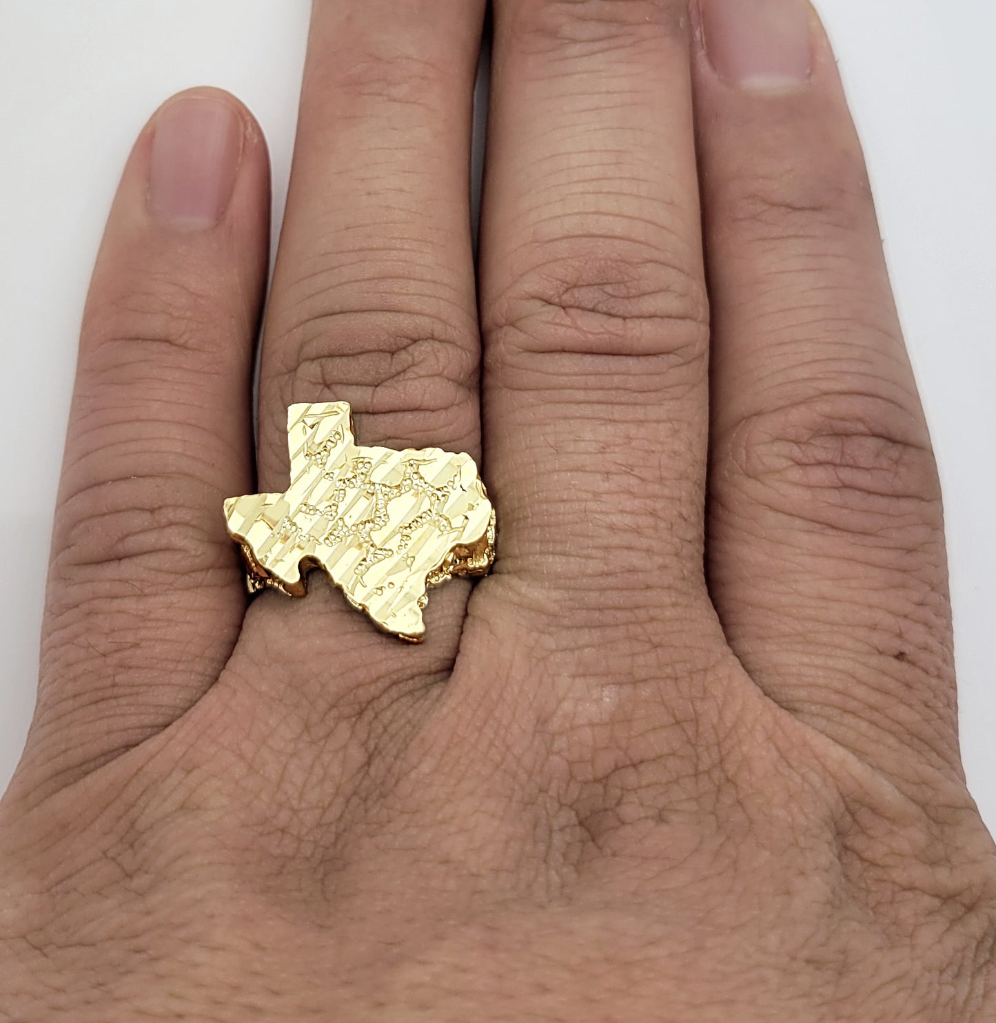 10K Yellow Gold Texas Nugget Ring For Men Texas State Gold Ring Size 10