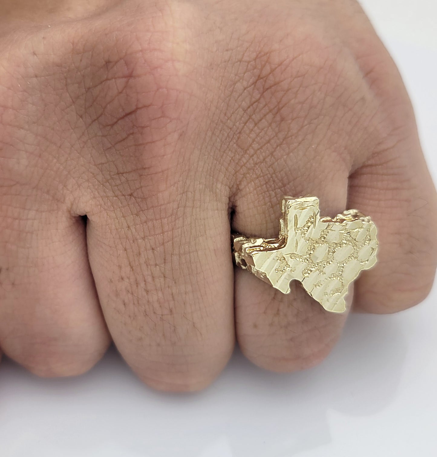 10K Yellow Gold Texas Nugget Ring For Men Texas State Gold Ring Size 10