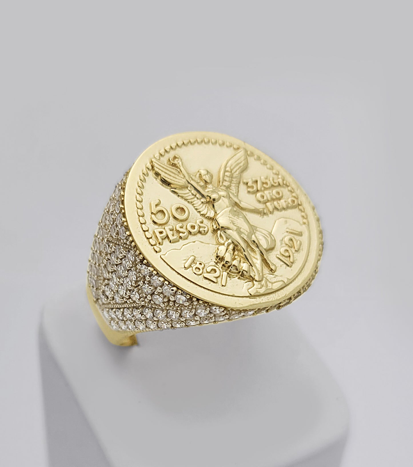 10K Yellow Gold 50 Pesos 1821 Coin Design Ring a Product cast with a coin design