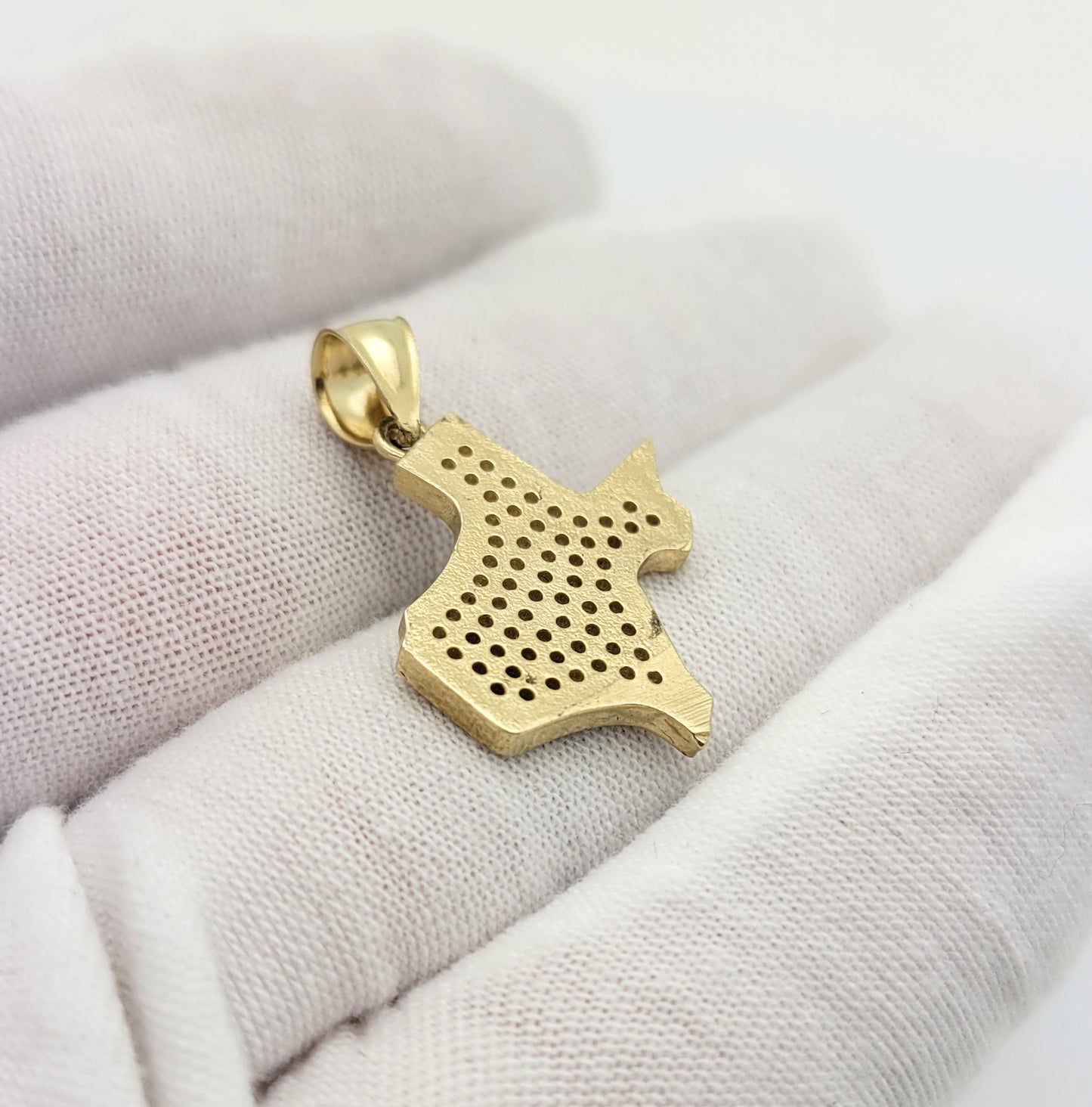 10K Yellow Gold Texas State Map Pendant Texas Charm CZ