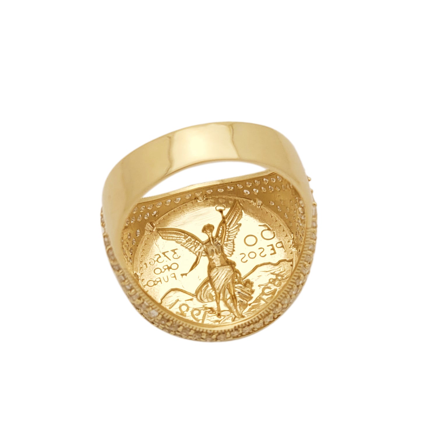 10K Yellow Gold 50 Pesos 1821 Coin Design Ring a Product cast with a coin design