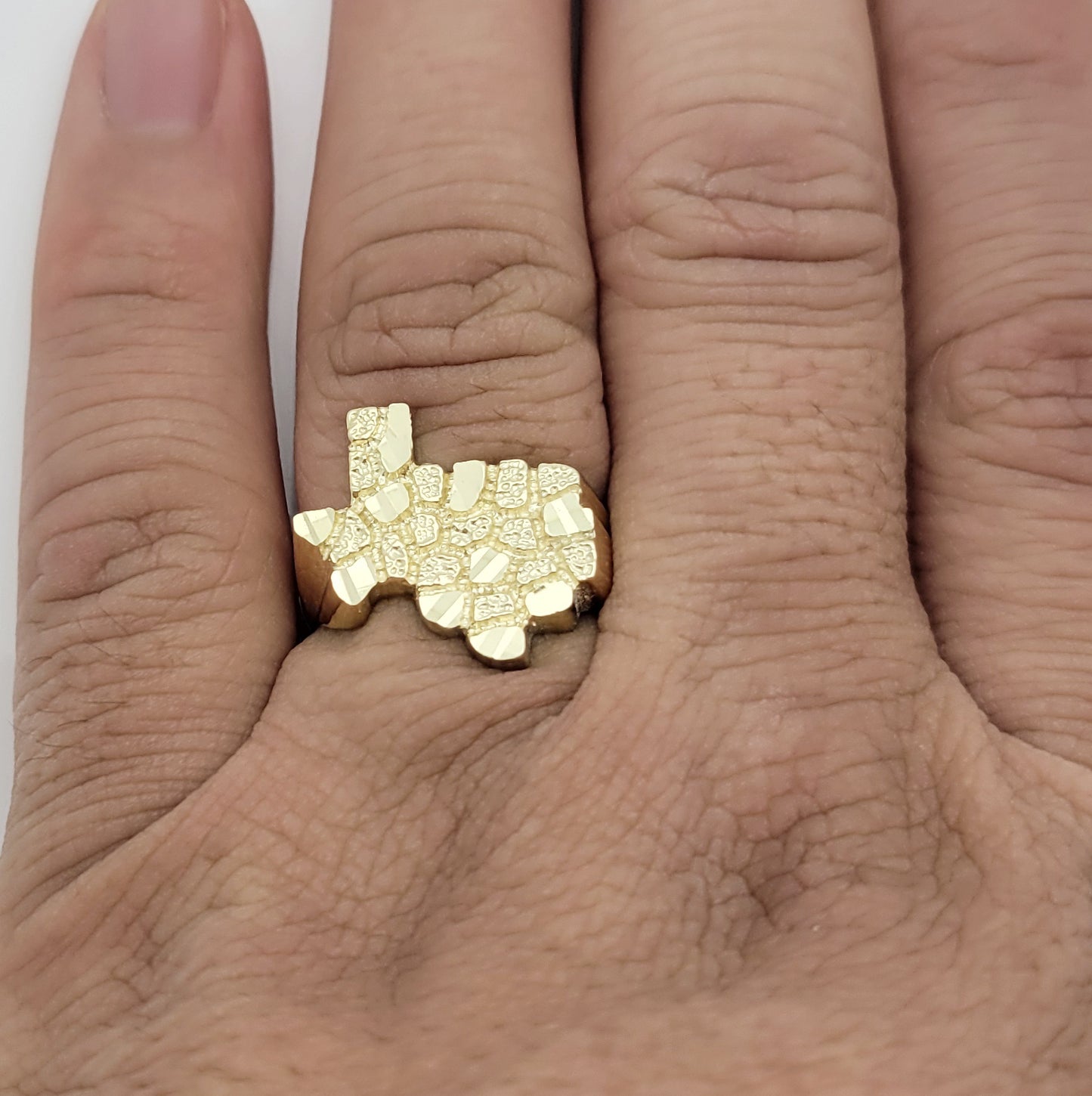 10K Yellow Gold Nugget Texas State Ring Size 8.5