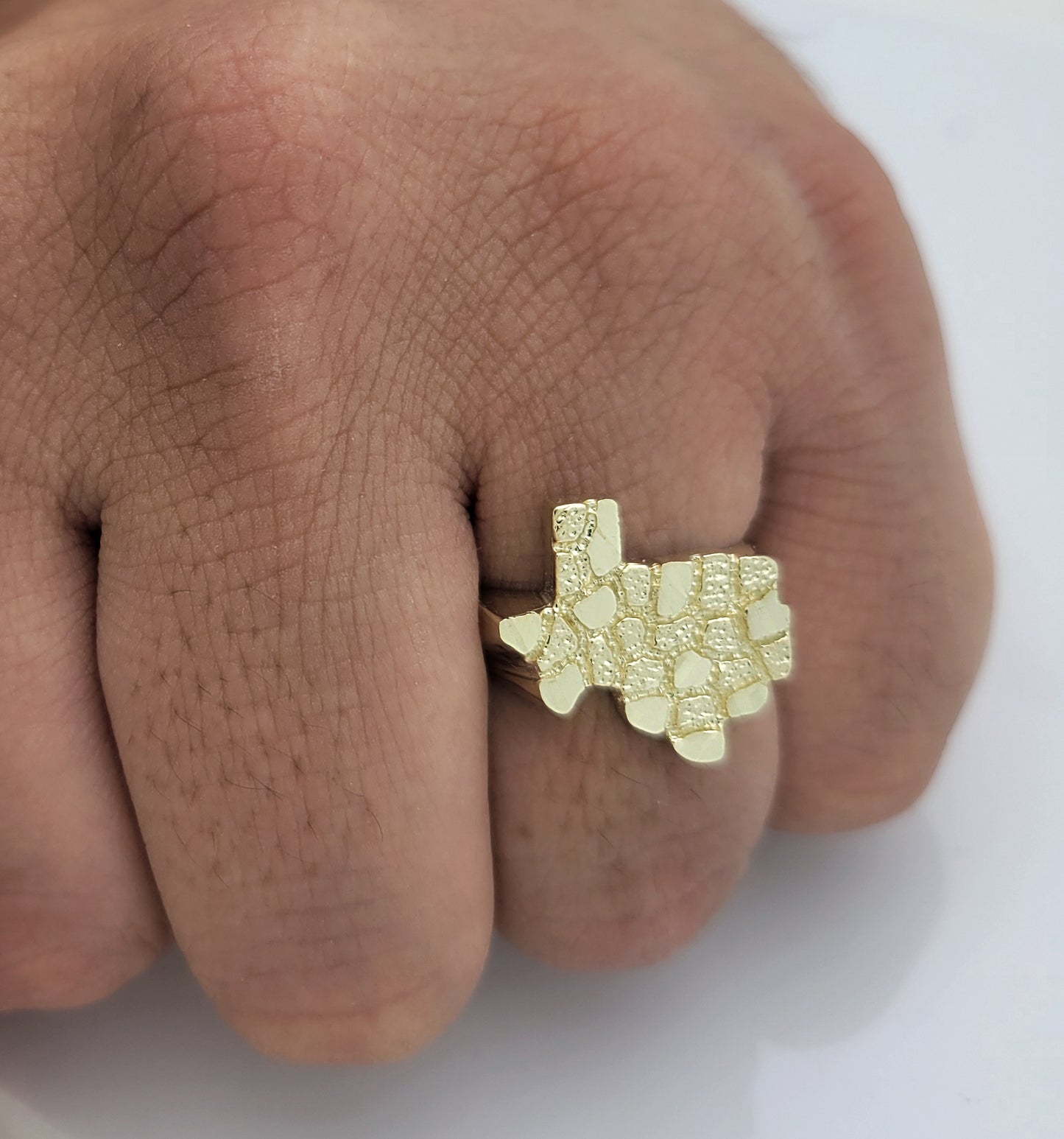 10K Yellow Gold Nugget Texas State Ring Size 8.5